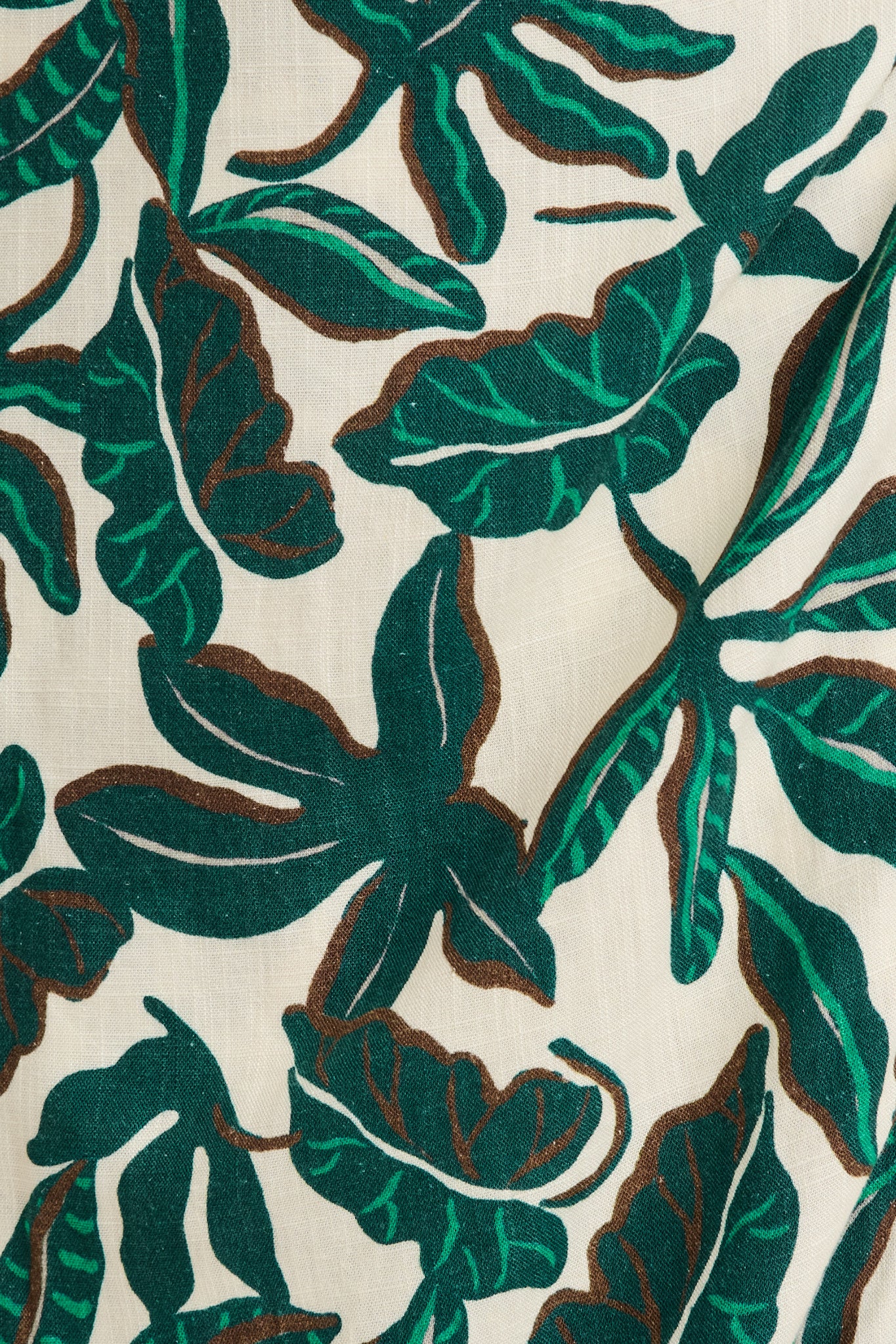 Tanis Midi Wrap Skirt in Emerald and Cream Leaf Linen Blend - Image 6