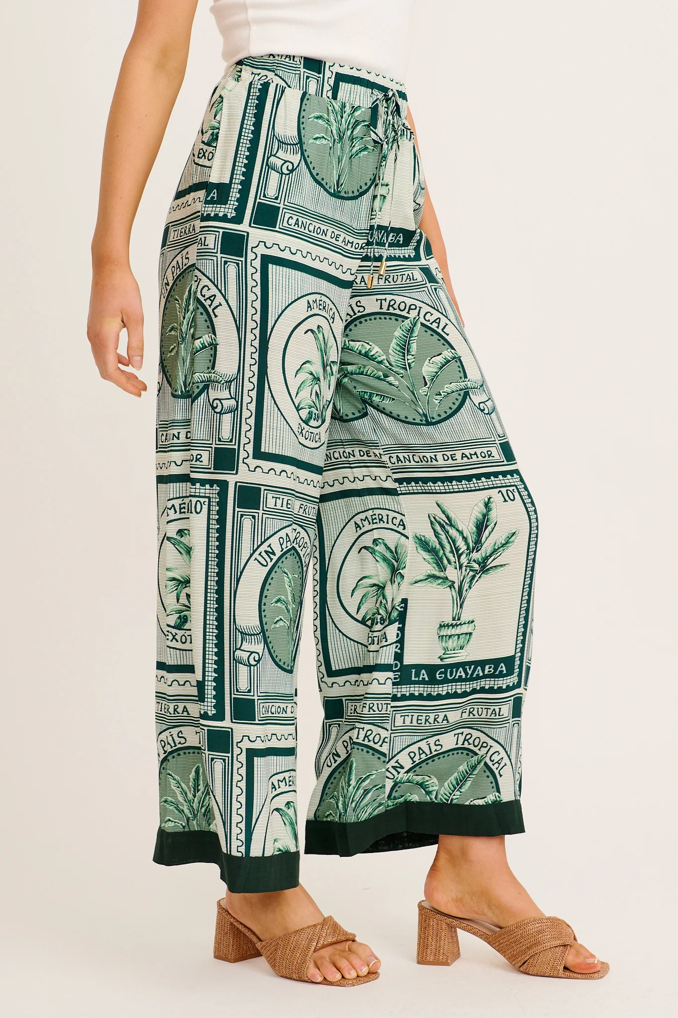 Taylor Wide Leg Pant in Green Tile Print - Image 2