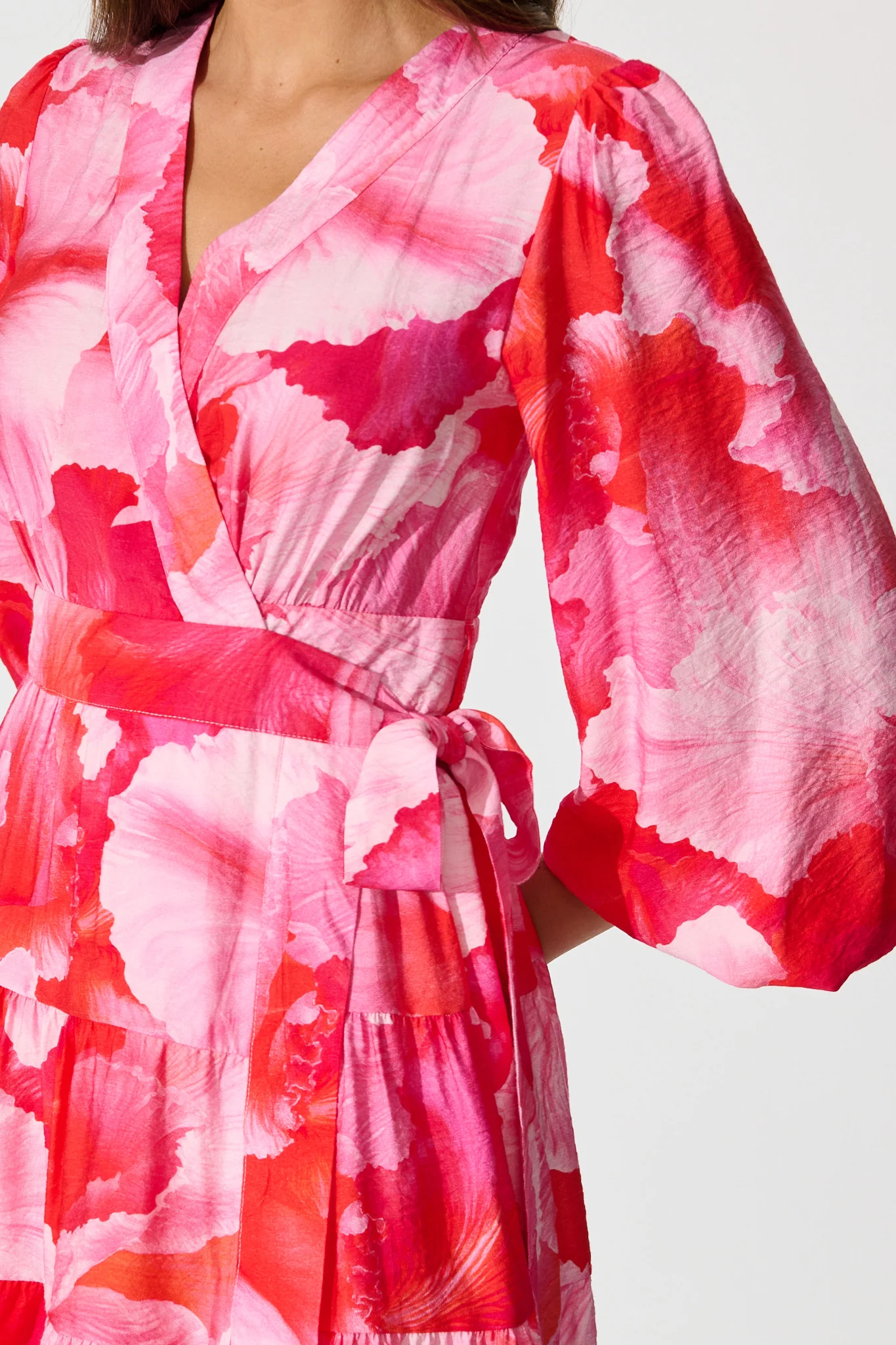 Thilda Wrap Dress in Pink Watercolour Floral - Image 5