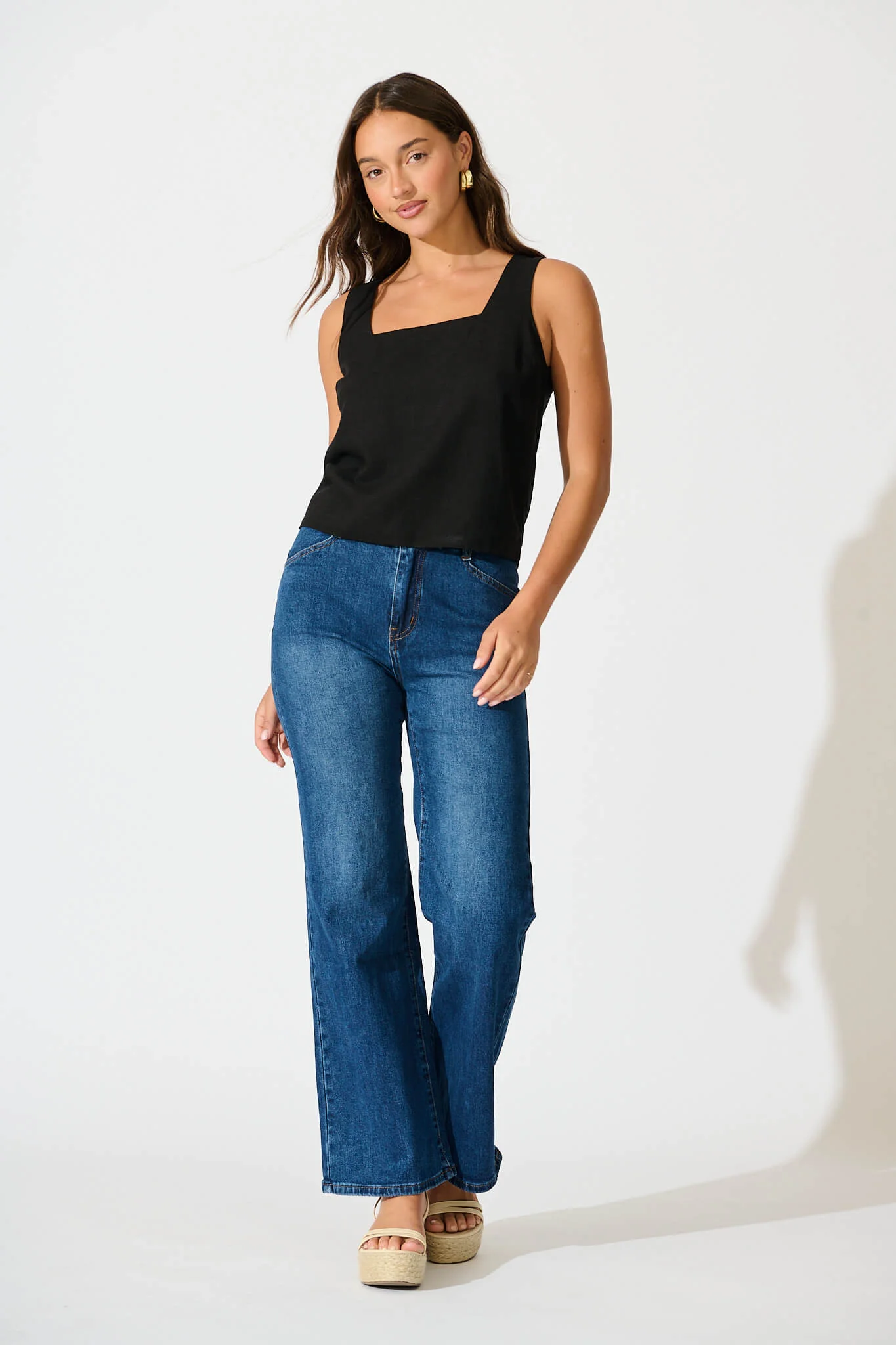 Tiami Cami Top In Black Linen Blend - Image 4
