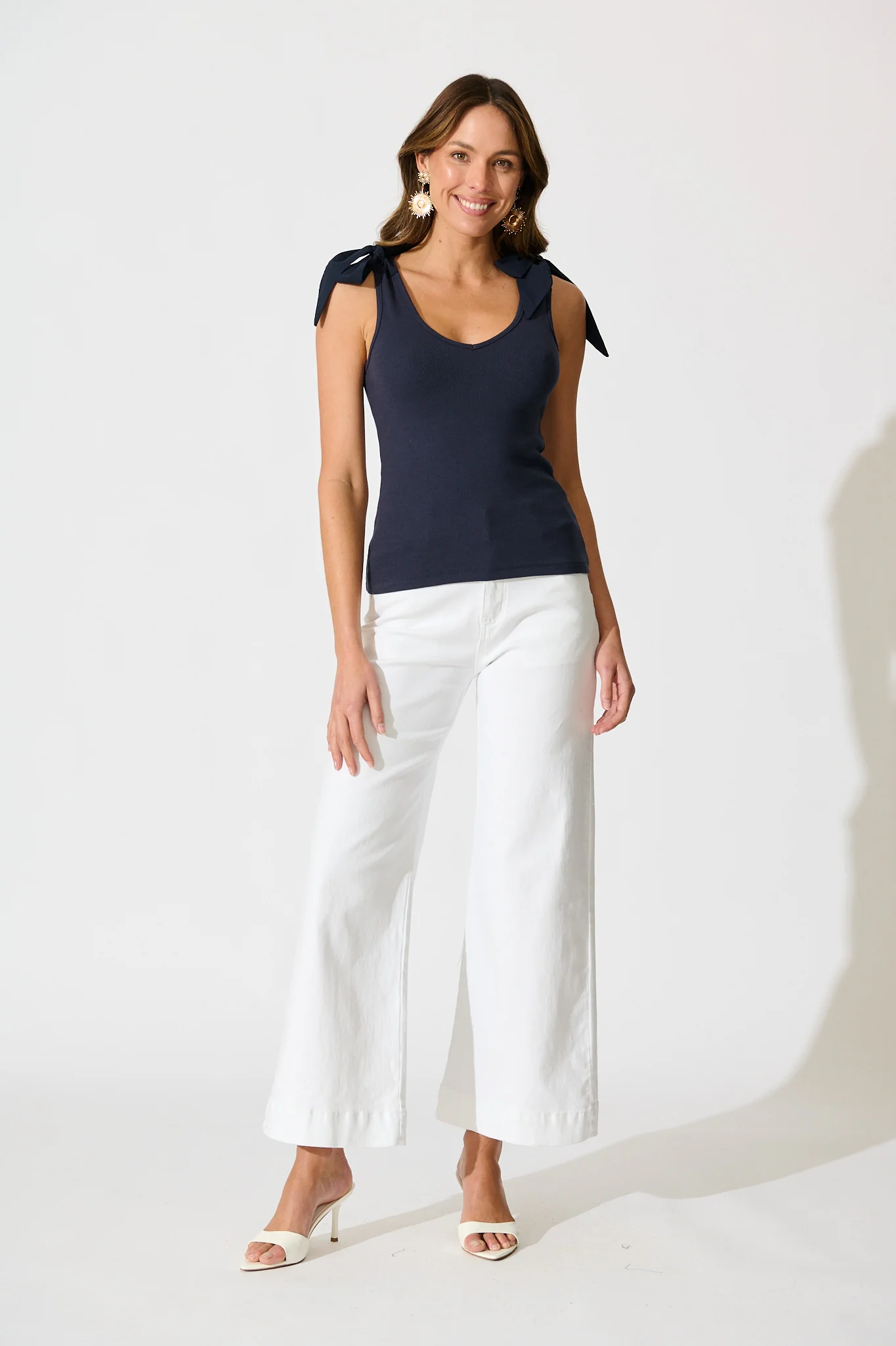 Tied With Love Knit Top with Bow in Navy - Image 4
