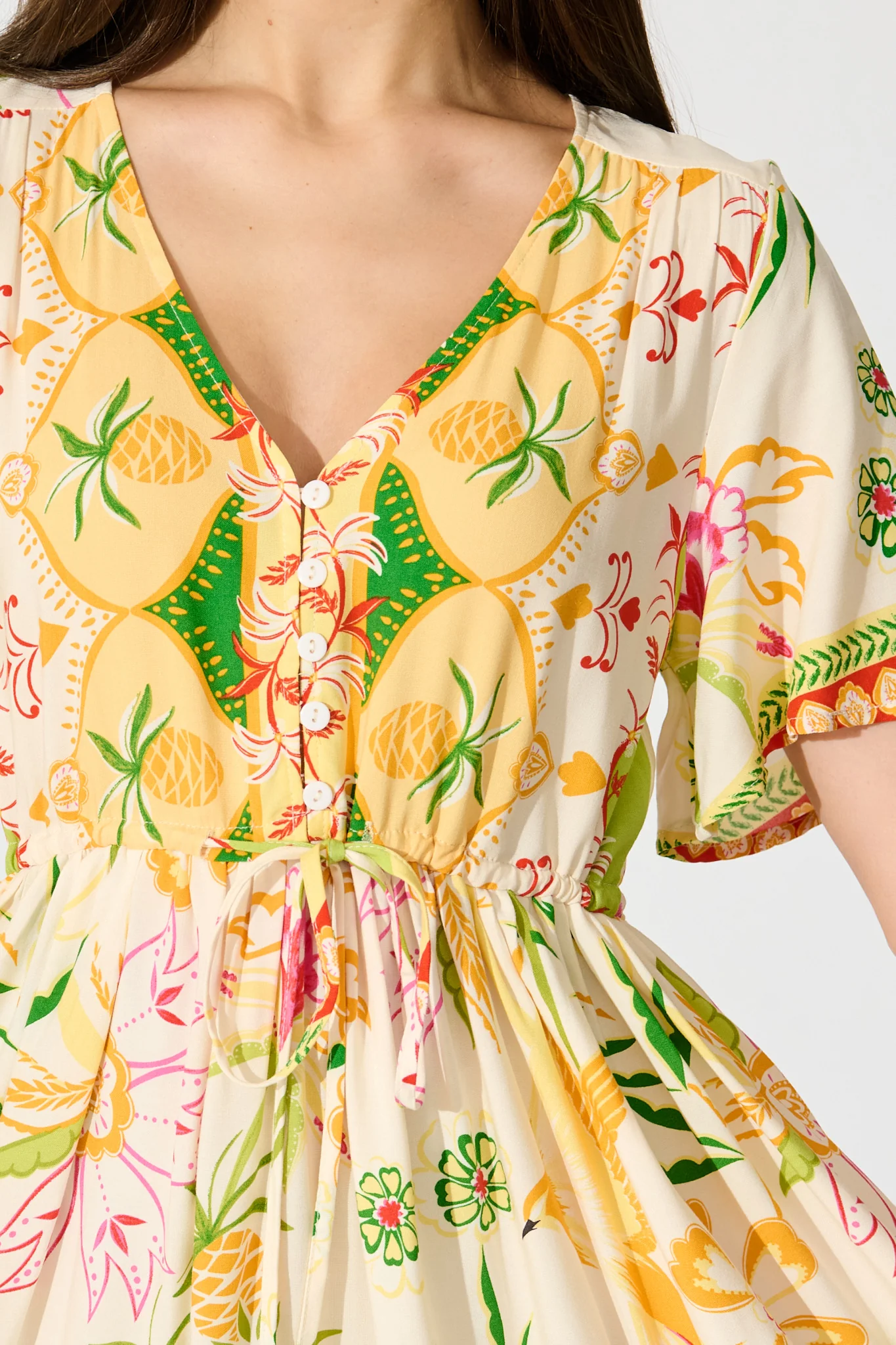 Tiley Dress in Beige with Multi Floral Print - Image 5