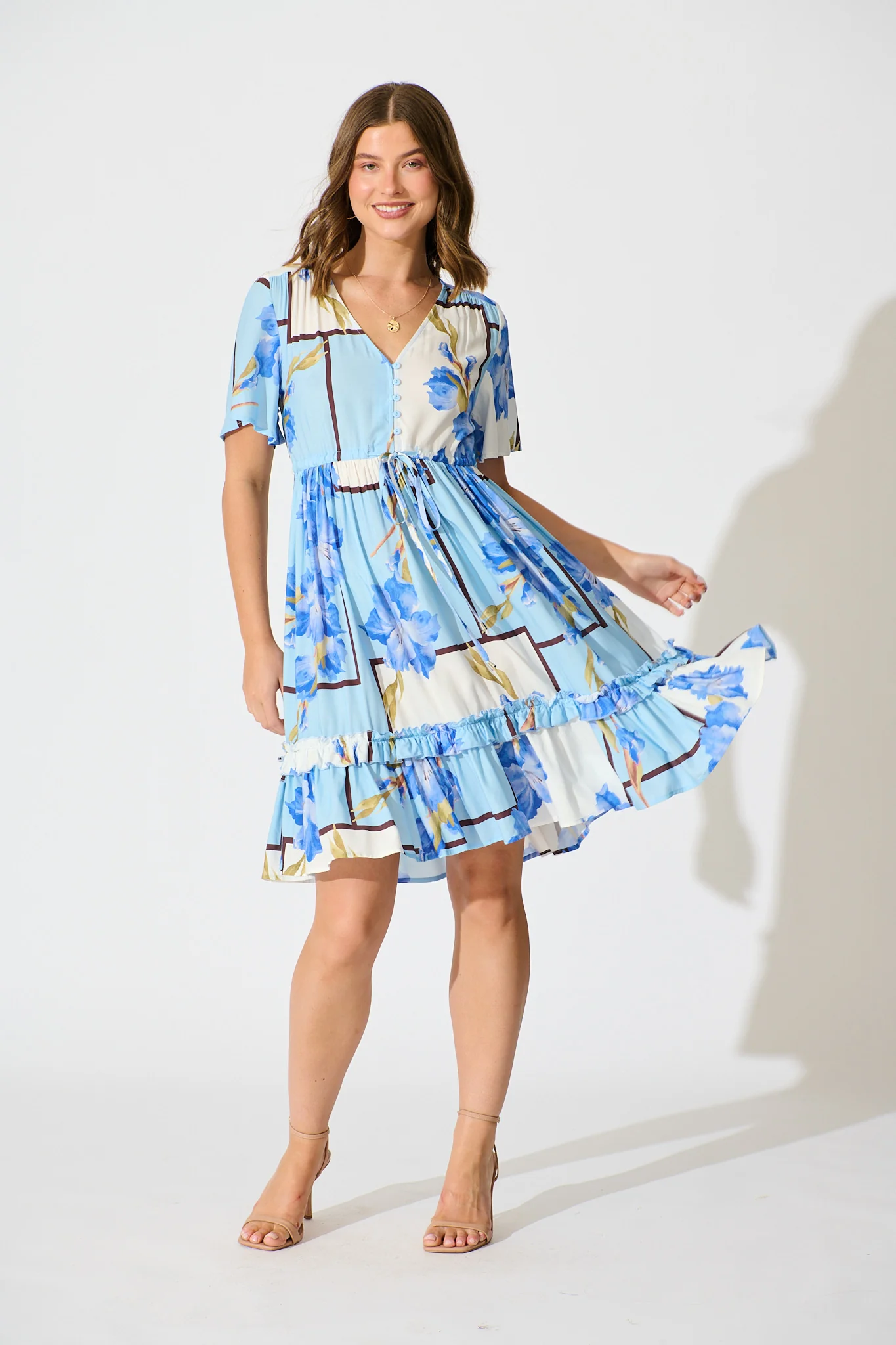 Tiley Dress in Blue Floral Print