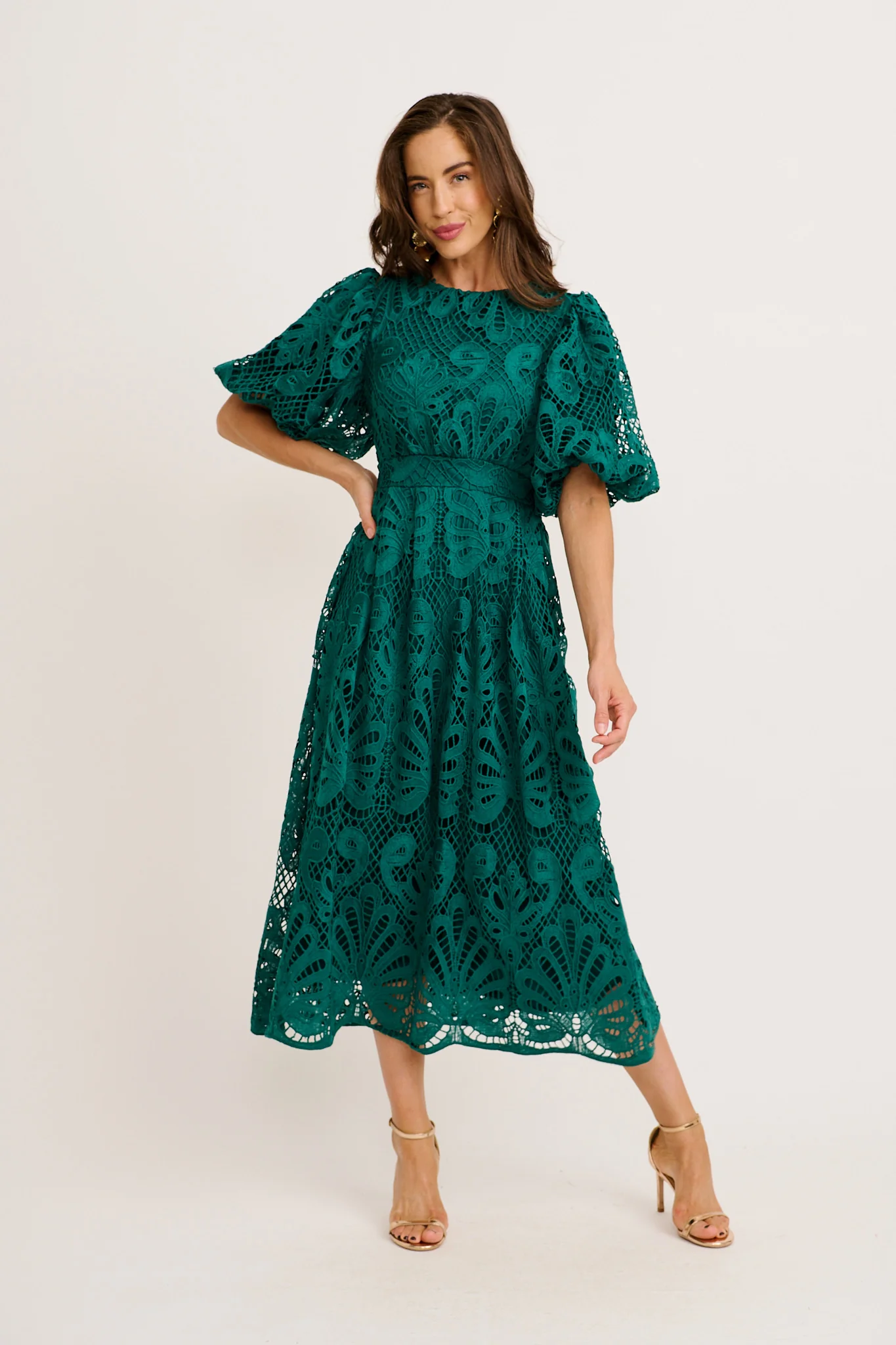 Tillie Lace Maxi Dress In Emerald