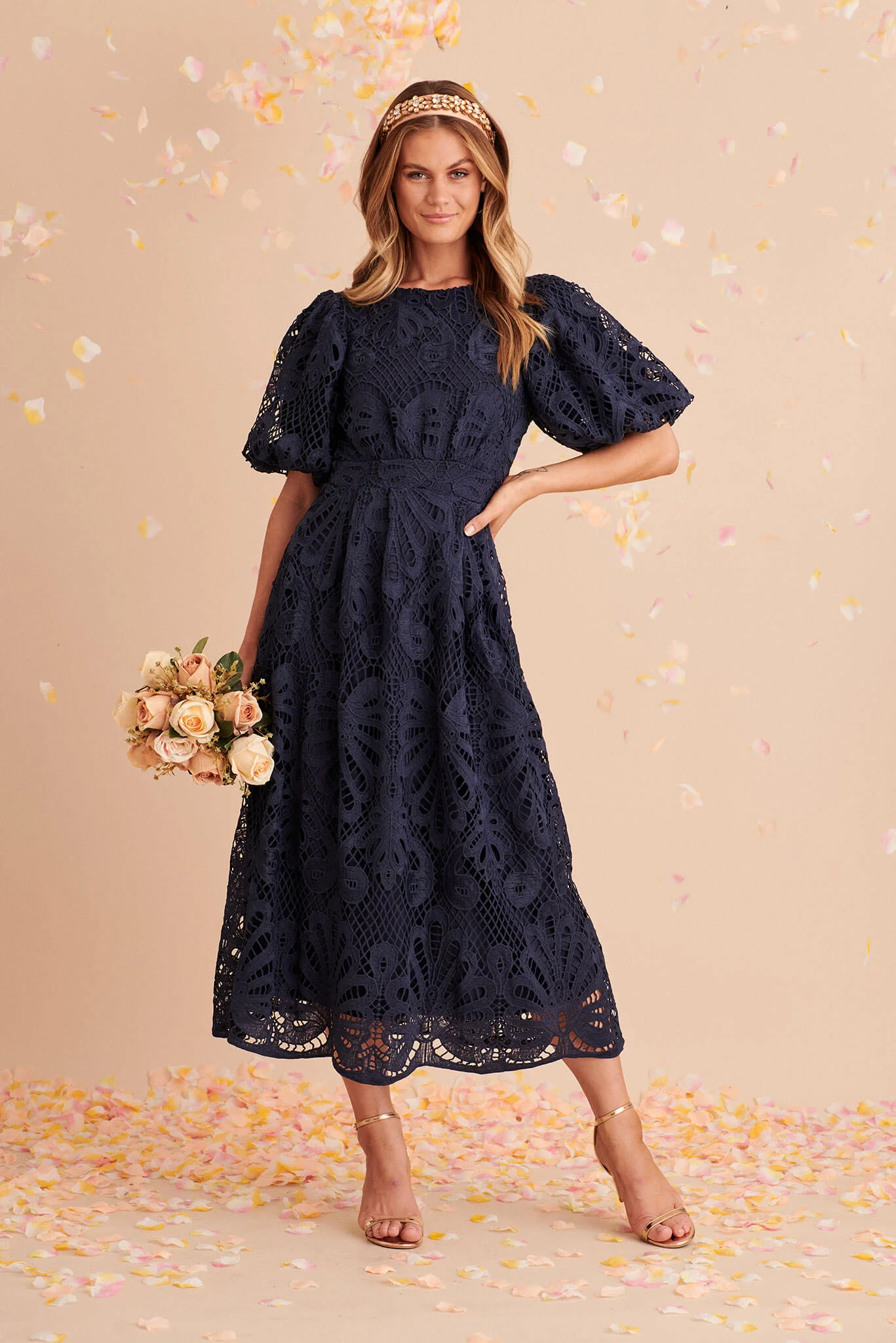 Tillie Lace Maxi Dress In Navy - Image 2