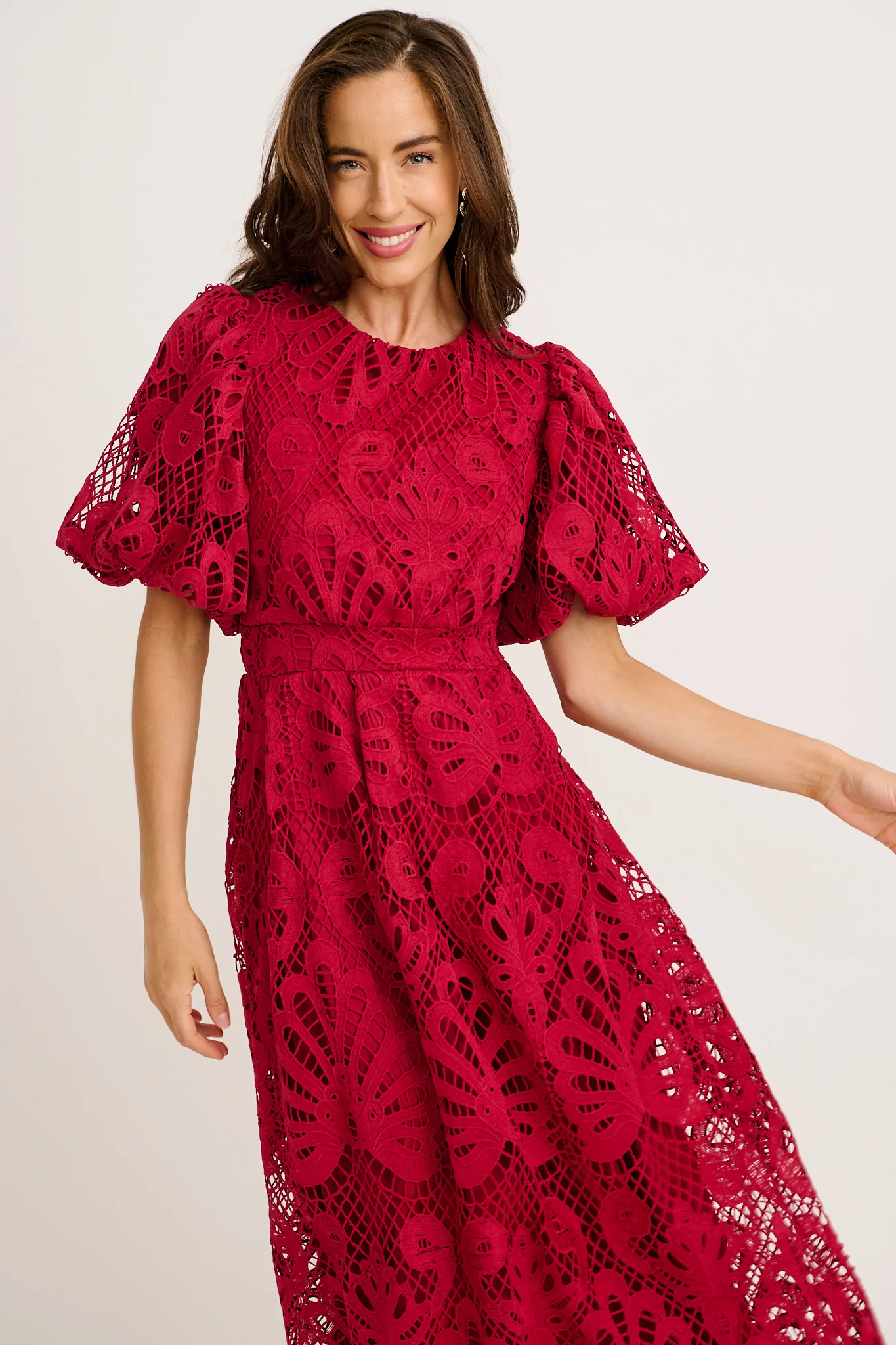 Tillie Lace Maxi Dress In Wine - Image 2