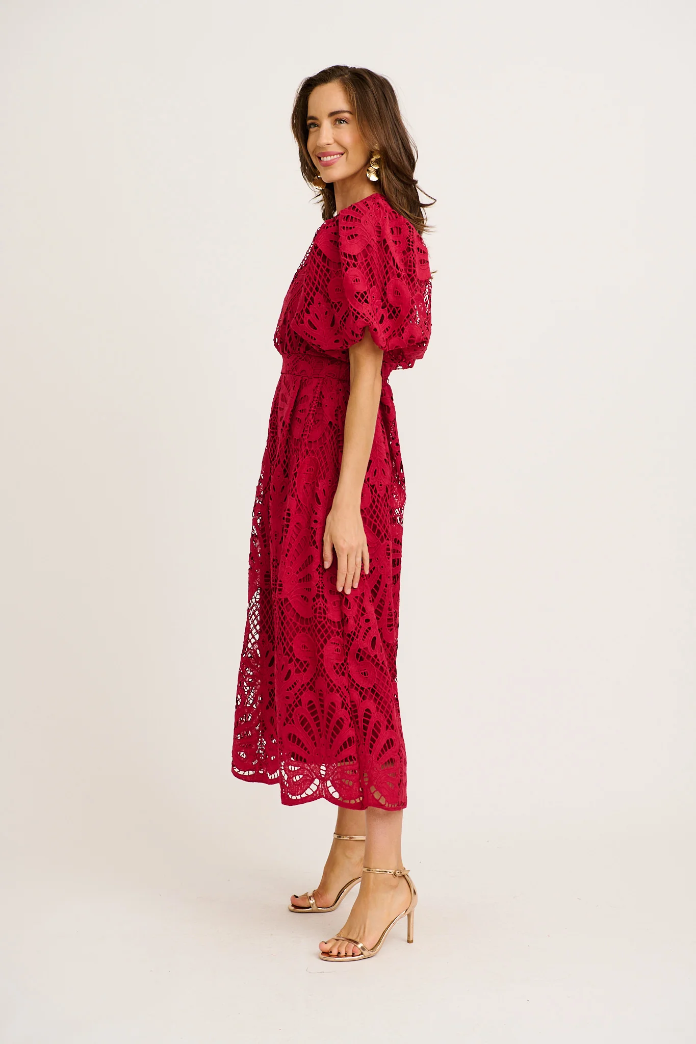 Tillie Lace Maxi Dress In Wine - Image 3