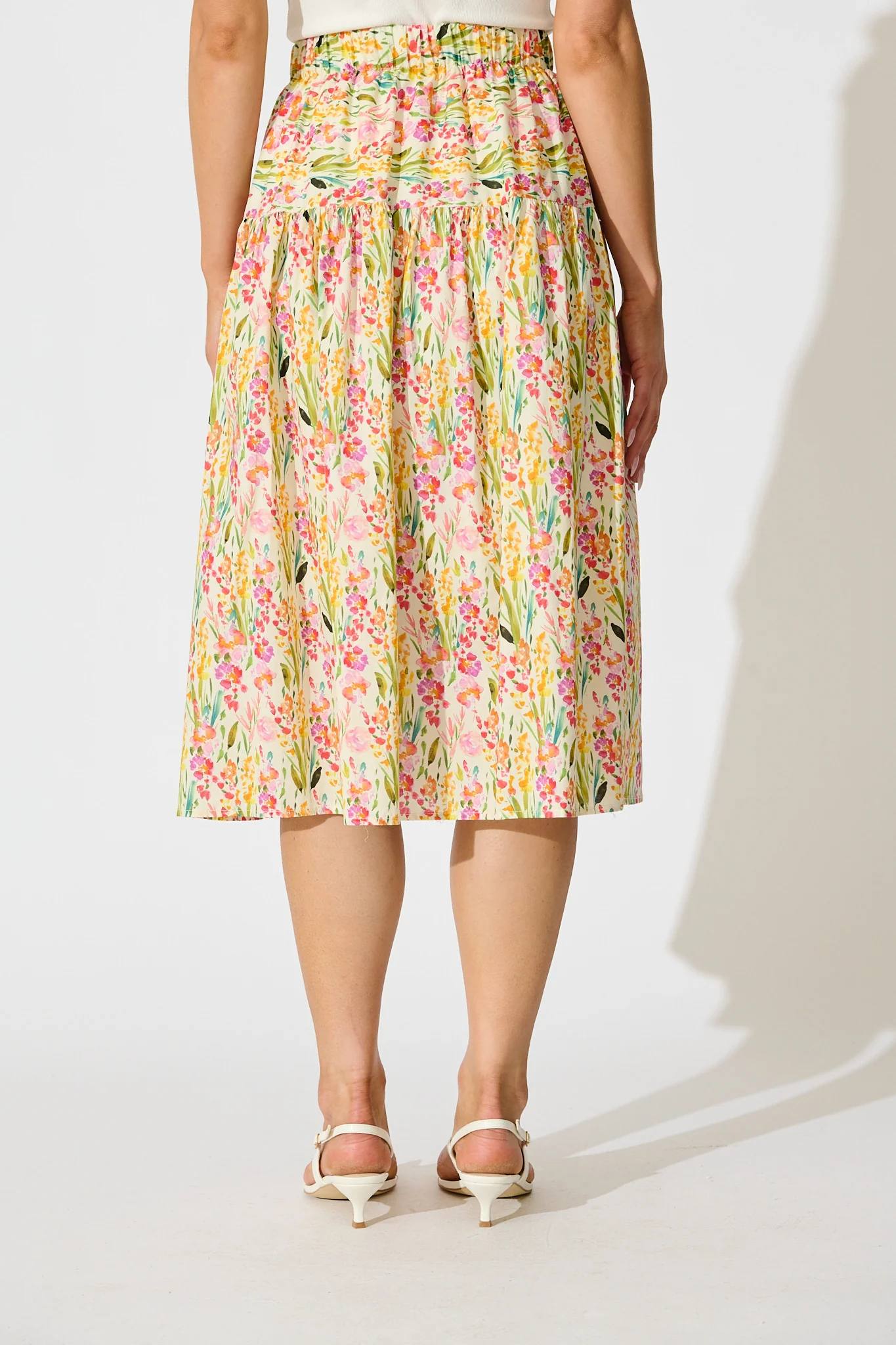 Timara Midi Skirt in Multi Floral Cotton Blend - Image 3