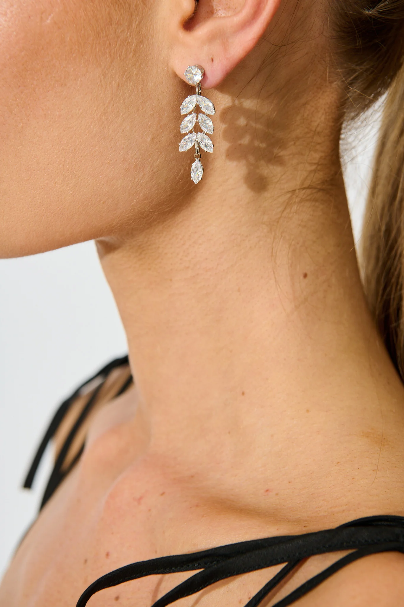 Timeless Drop Earrings in Silver Cubic Zirconia - Image 4