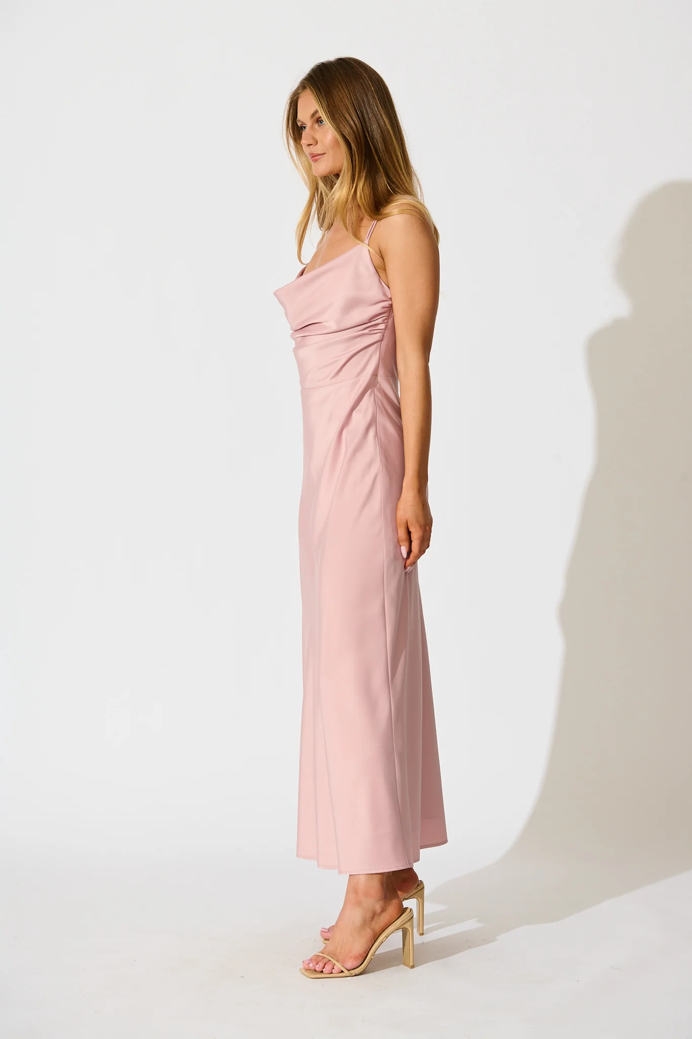 Timeless Whispers Maxi Dress in Blush Satin - Image 8