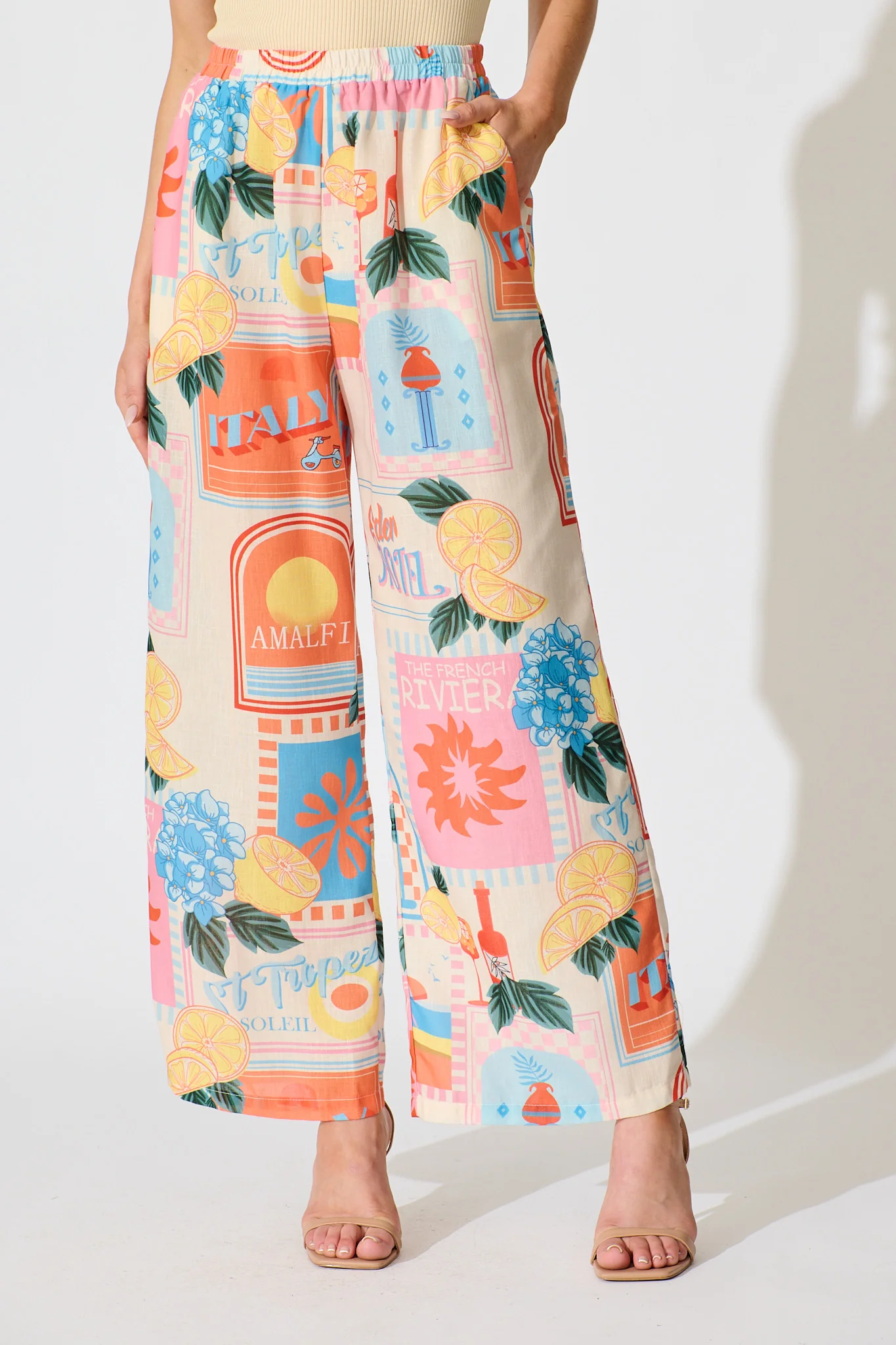 Tindra Pant in Multi Patchwork Lemon Print