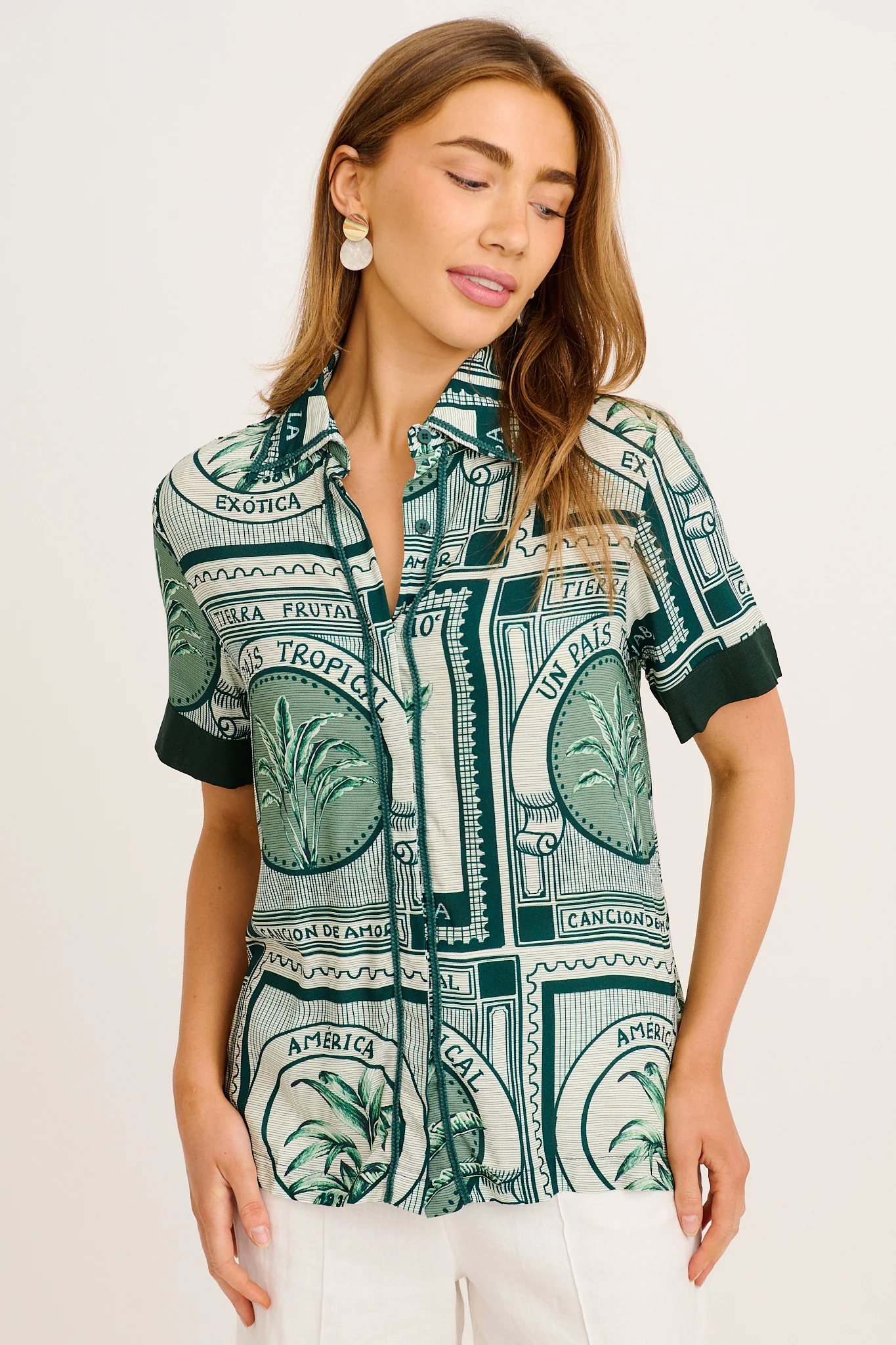 To Be Seen Shirt in Green Tiles Print