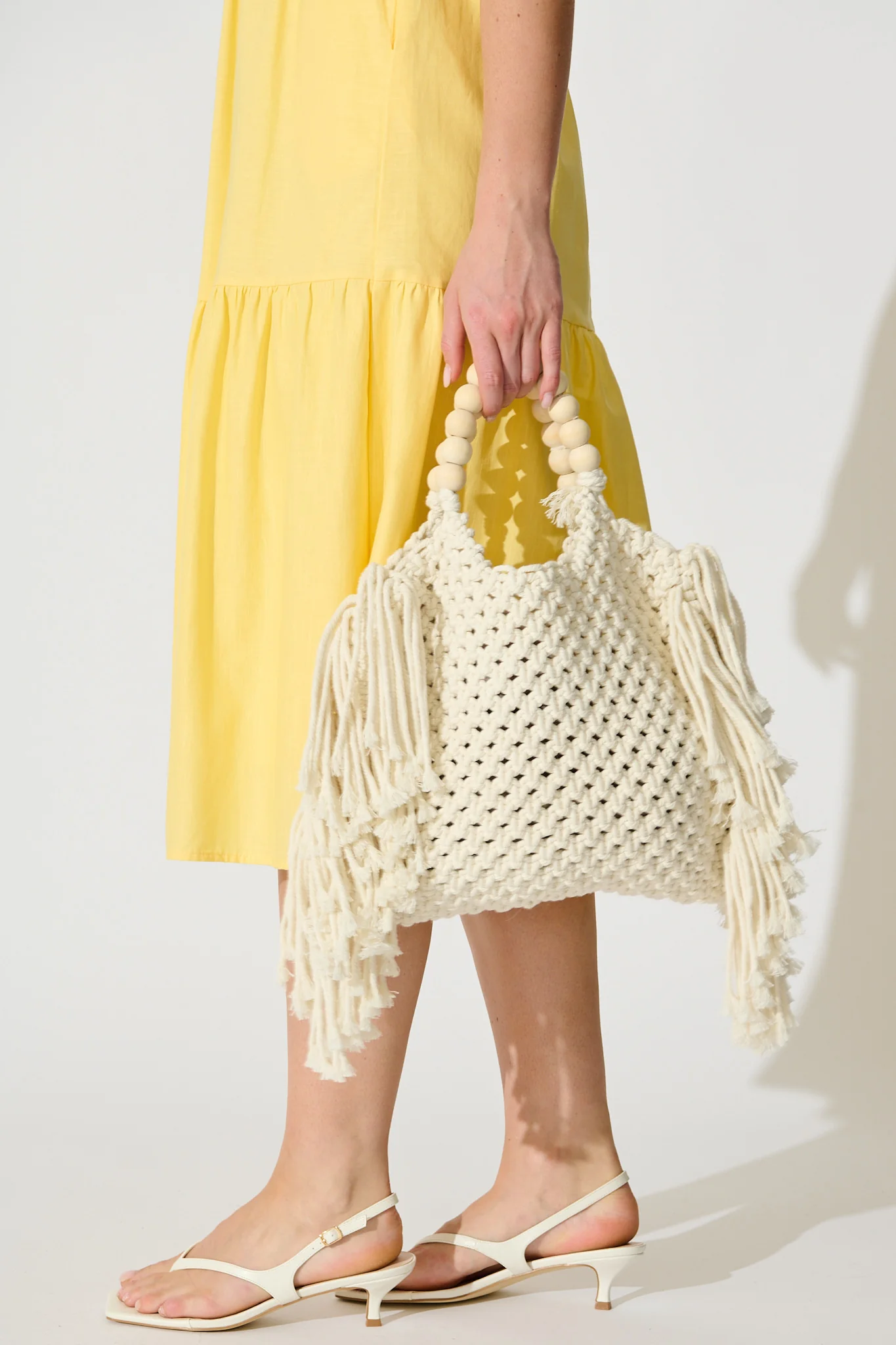Tonia Macrame Crochet Tote Bag in White - Image 5