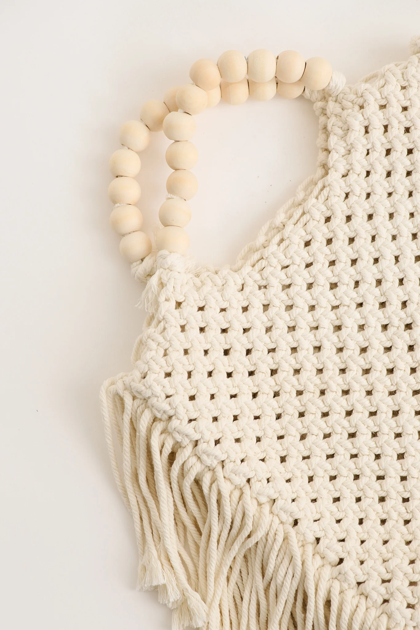 Tonia Macrame Crochet Tote Bag in White - Image 7