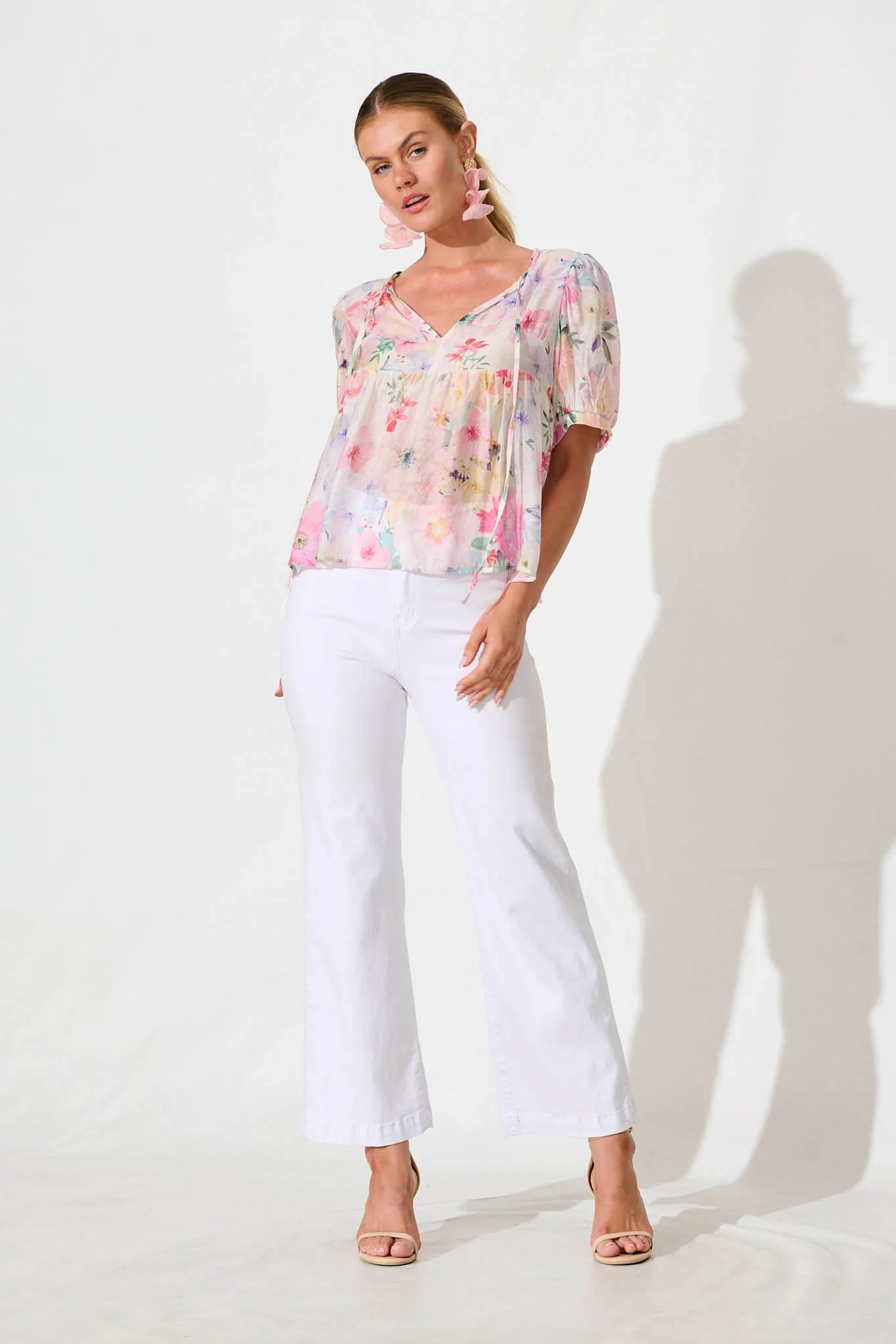 Toria Top in Pastel Watercolour Floral - Image 4