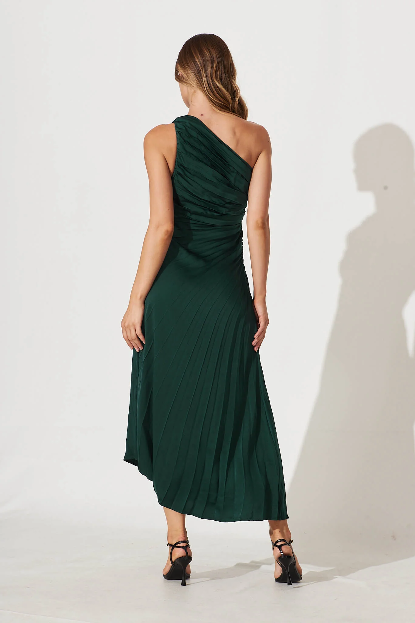 Toulon One Shoulder Maxi Dress In Emerald - Image 10