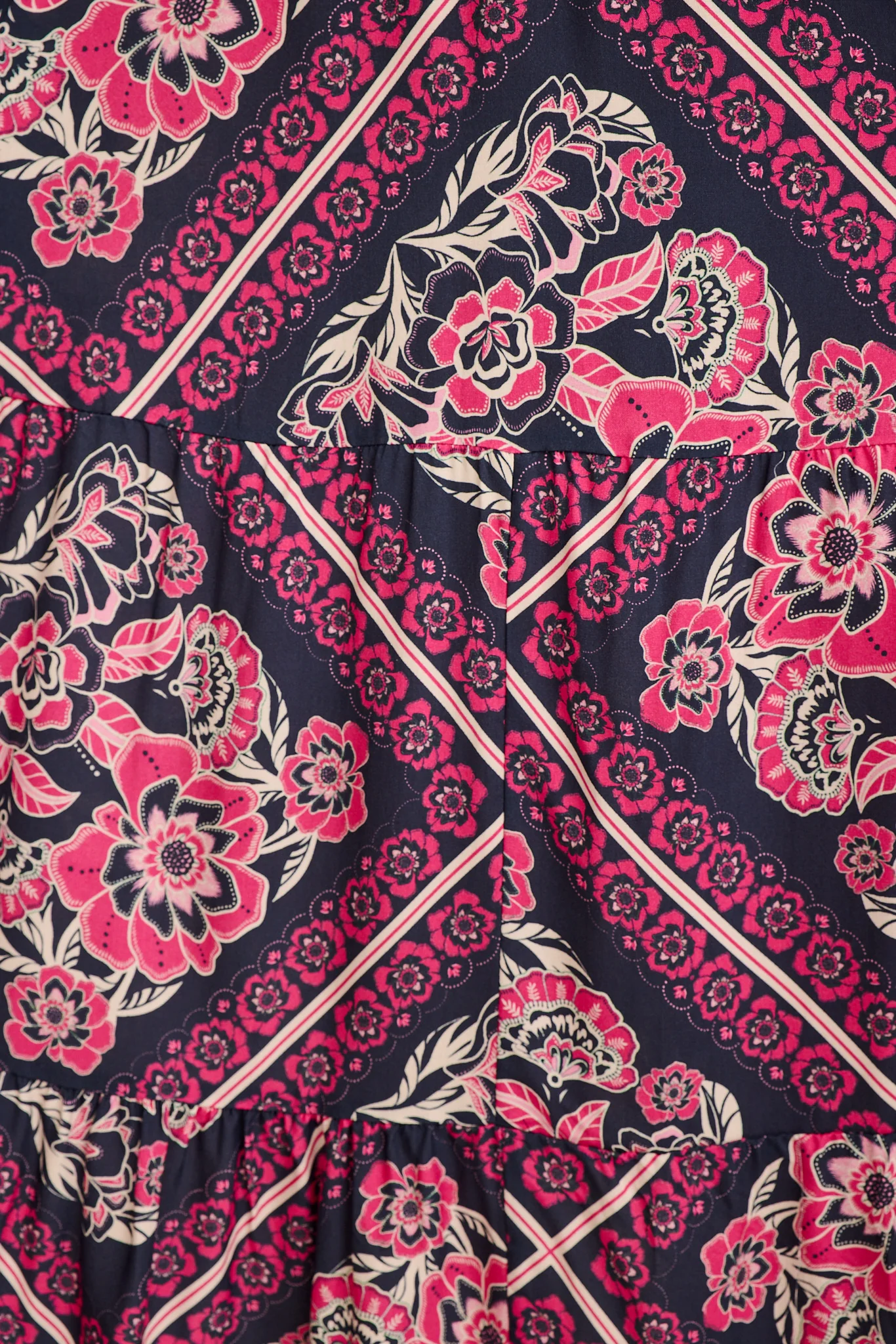 Tranquility Maxi Dress in Navy with Pink Floral Tiles Print - Image 10