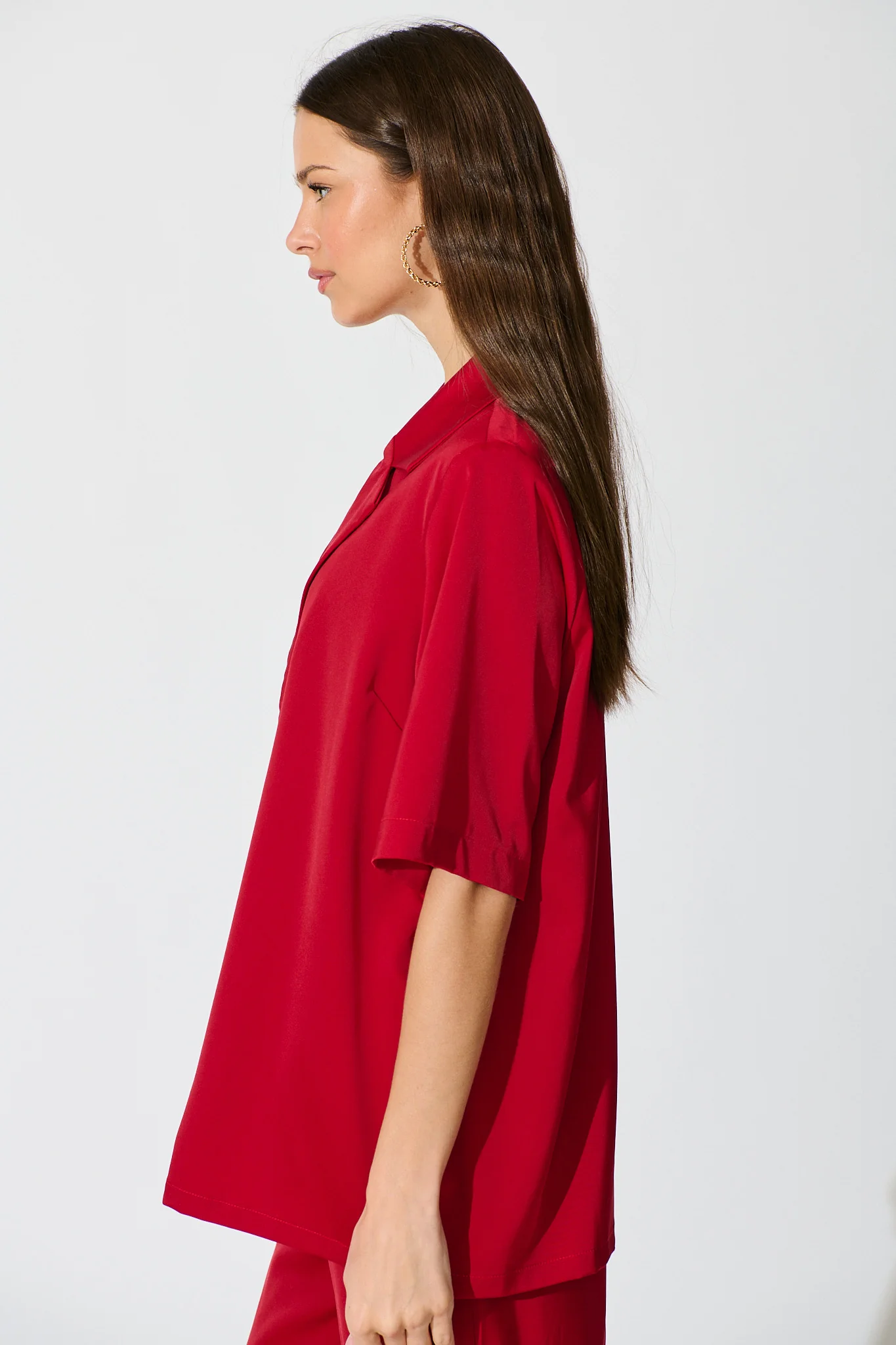Trena Shirt in Red Satin - Image 2