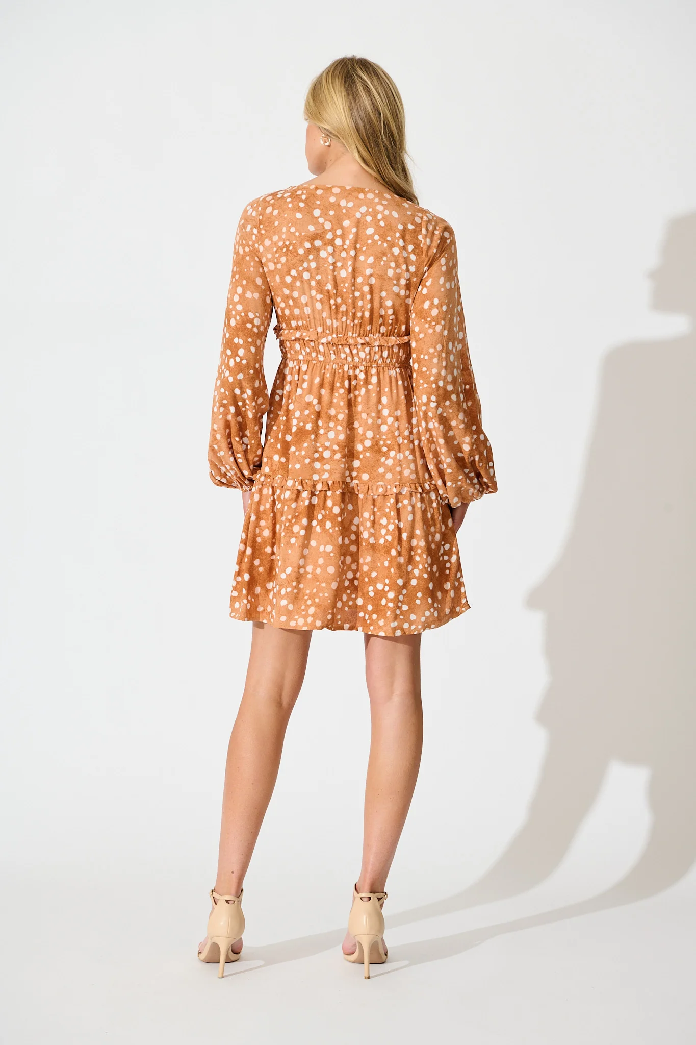 Trixie Dress in Tan with Cream Spot - Image 4