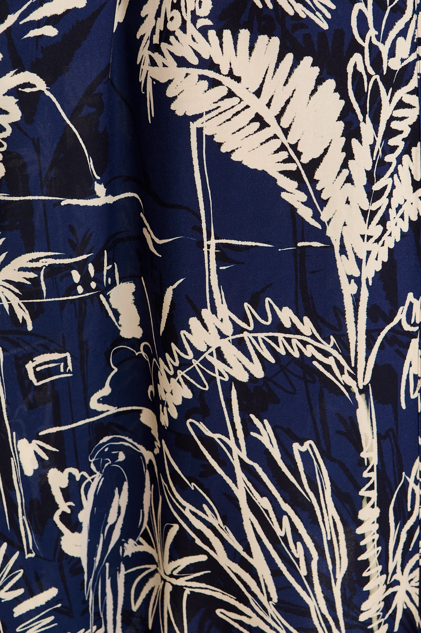 Tropical Escape Maxi Shirt Dress in Navy with Cream Print - Image 6
