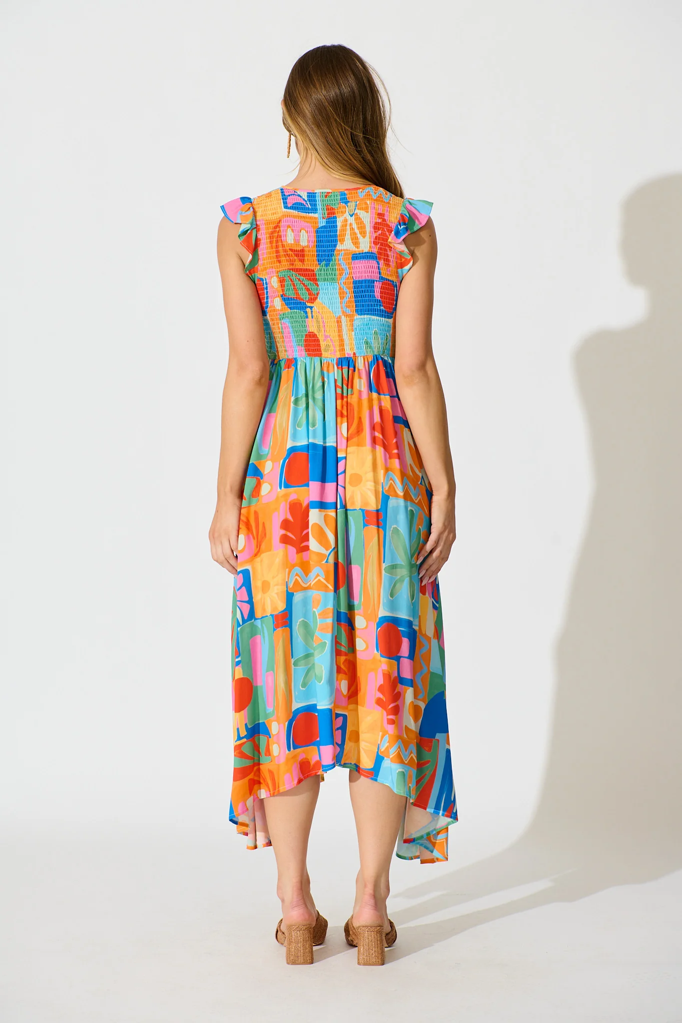Tropical Mosaic Maxi Dress in Bright Multi Patchwork Print - Image 4