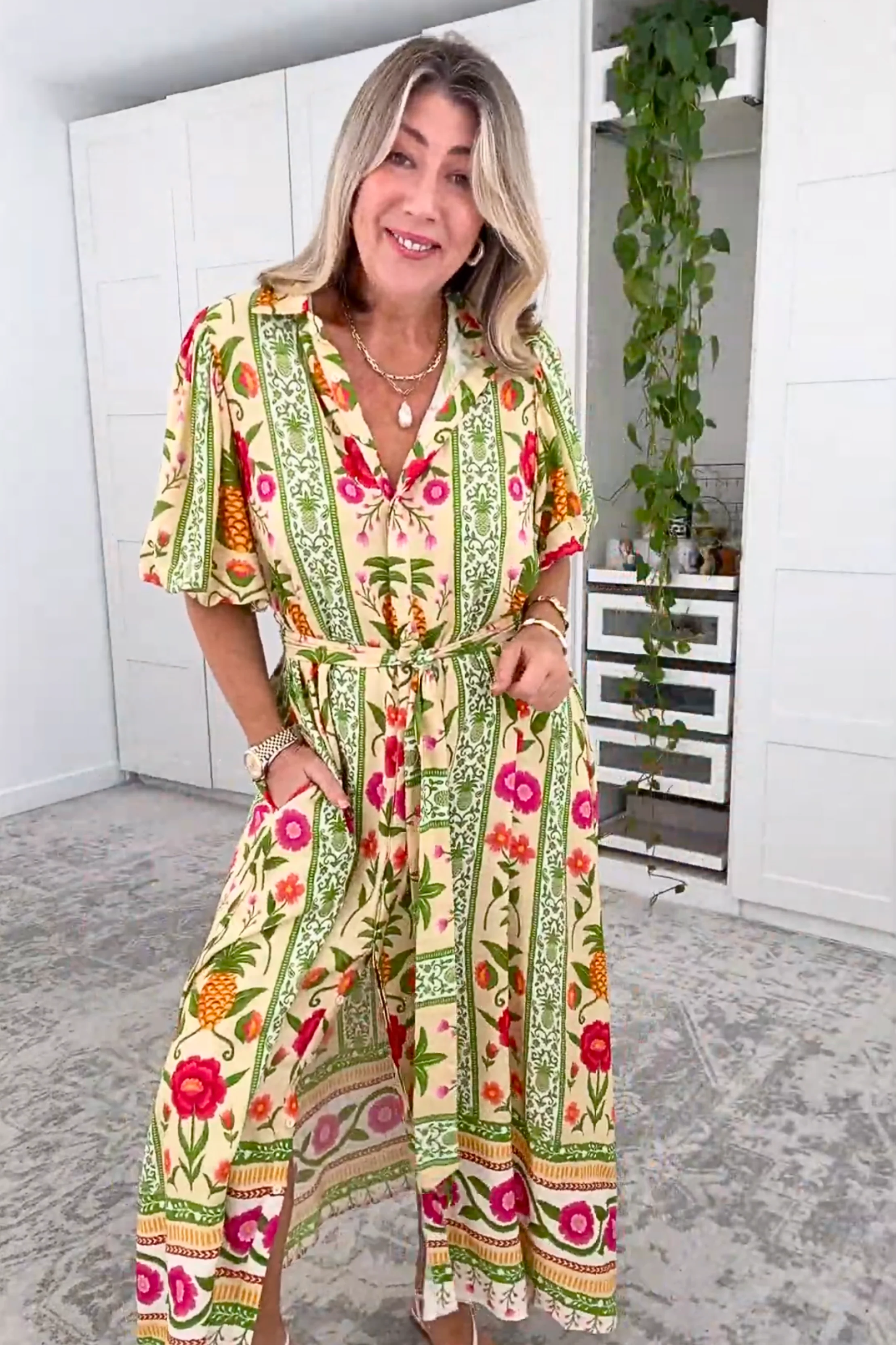 Tropicana Maxi Shirt Dress in Pineapple Print - Image 13