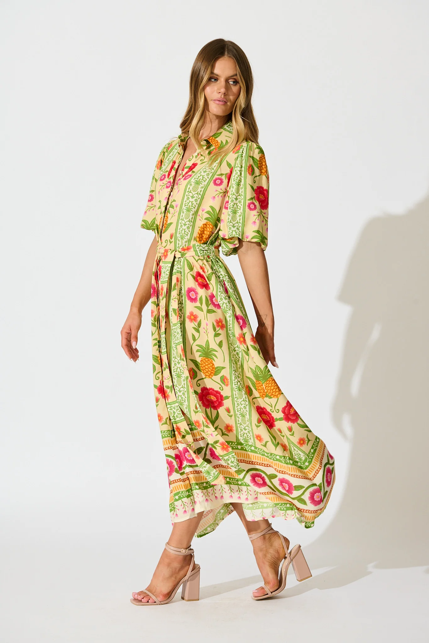 Tropicana Maxi Shirt Dress in Pineapple Print - Image 9