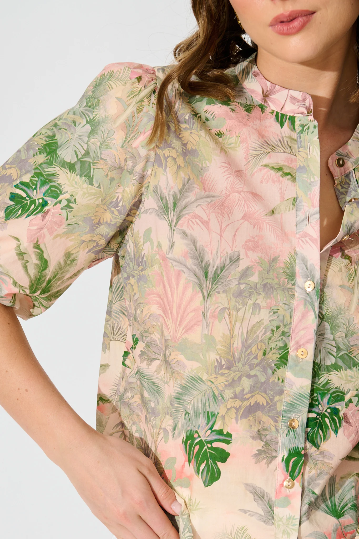 Tropique Whisper Top in Multi Palm Tree Print - Image 10
