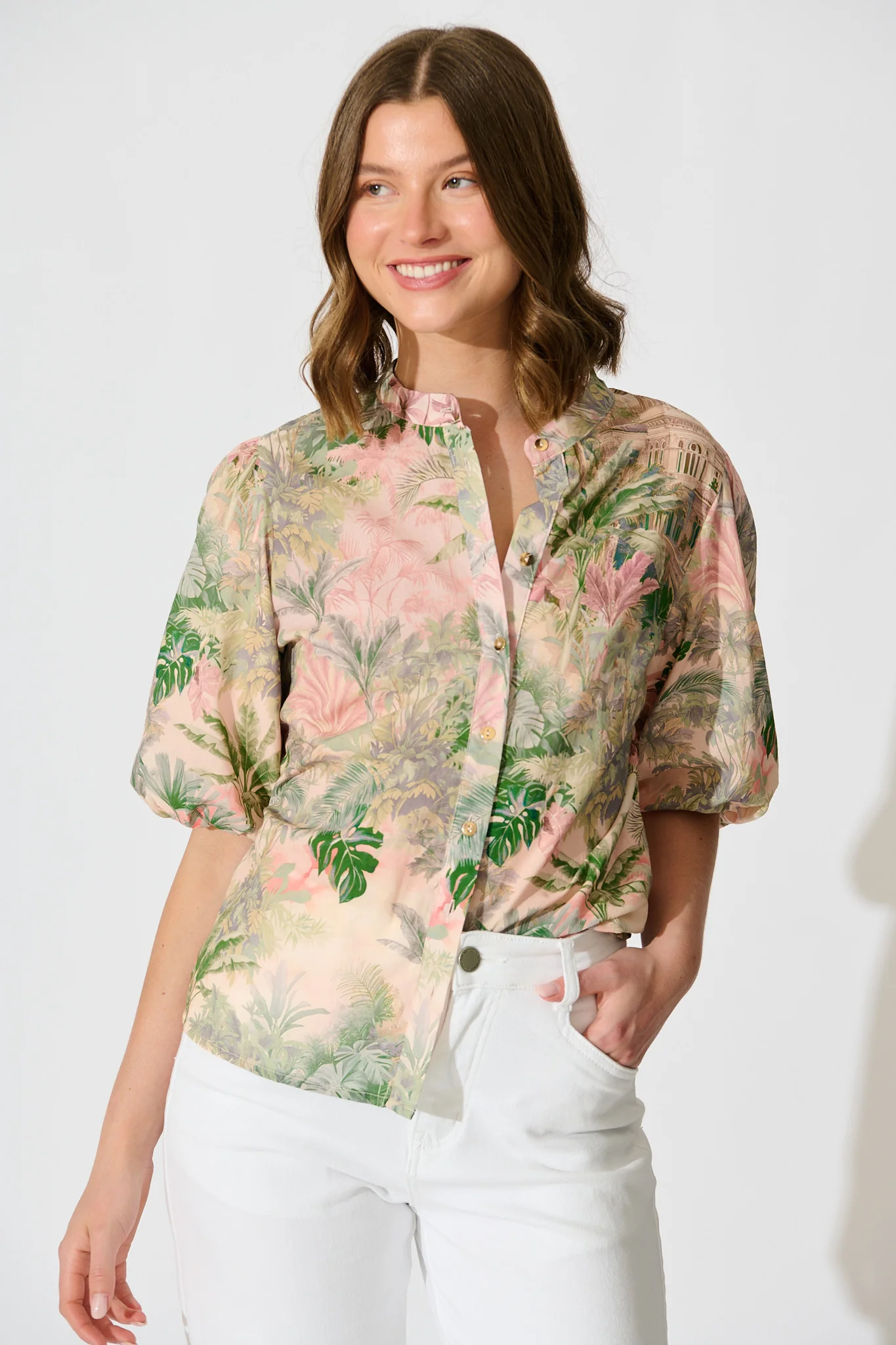 Tropique Whisper Top in Multi Palm Tree Print - Image 3