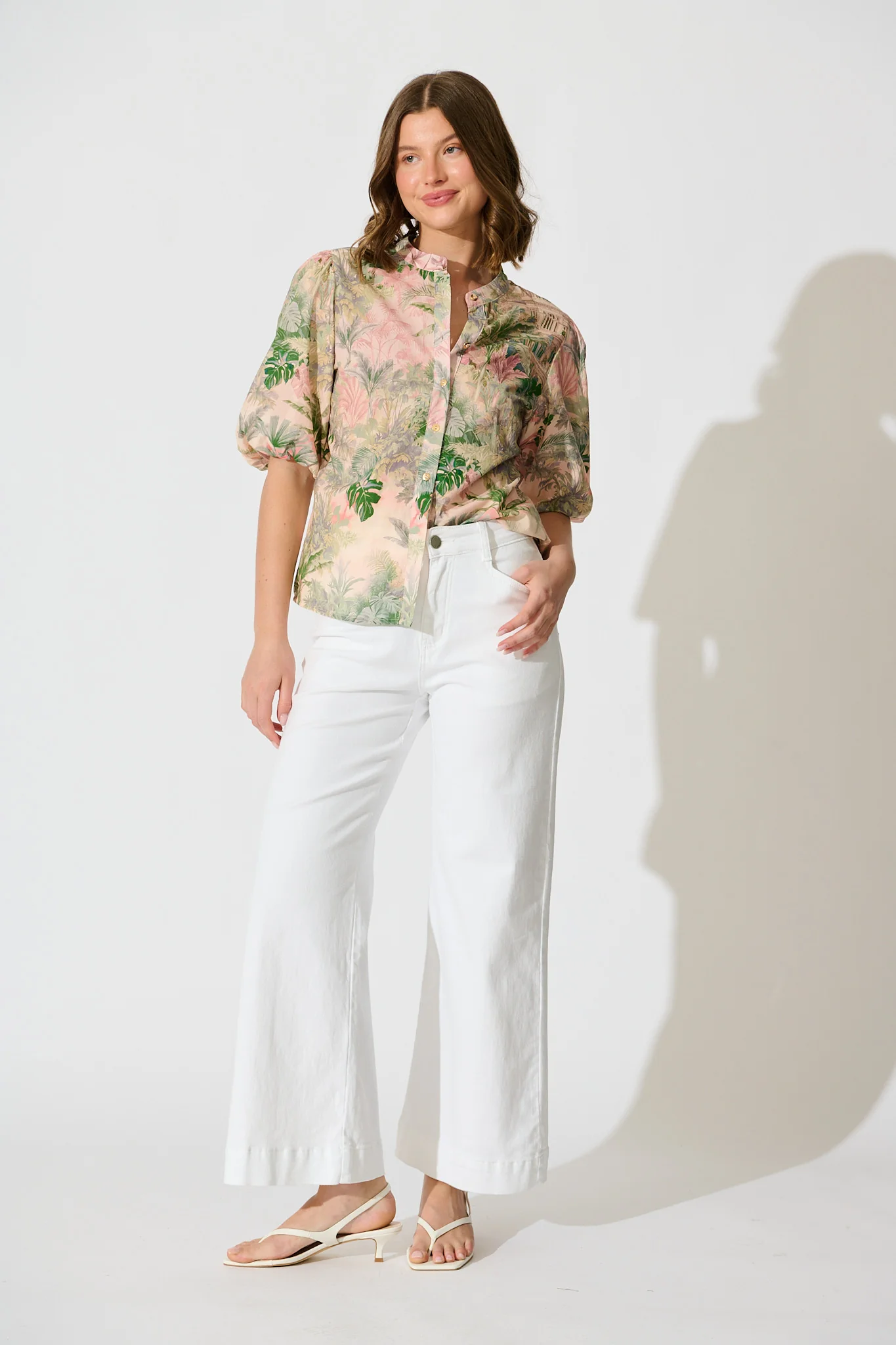 Tropique Whisper Top in Multi Palm Tree Print - Image 6