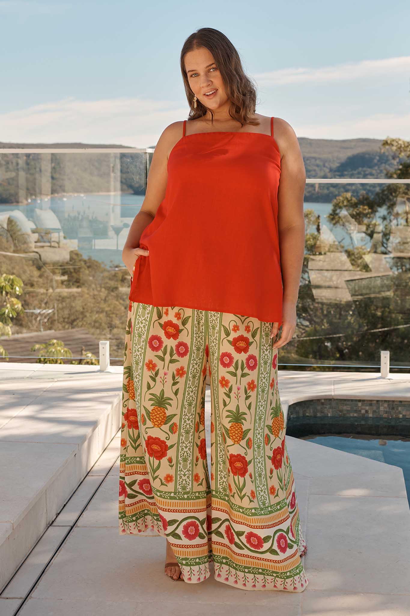 Tutti Fruitti Cami Top in Red Linen Blend - Image 3
