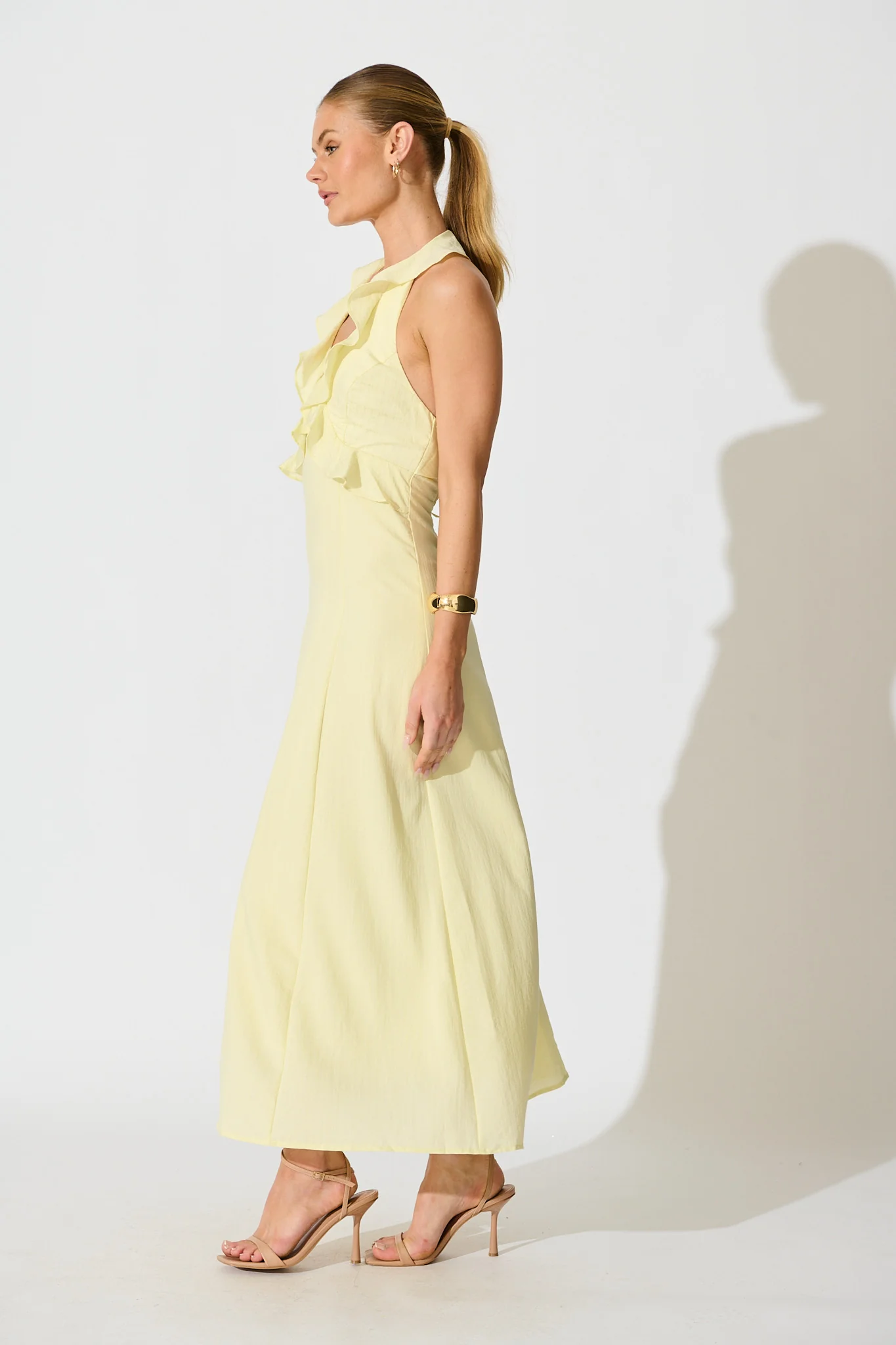 Twila Halter Neck Maxi Dress in Butter Yellow - Image 6