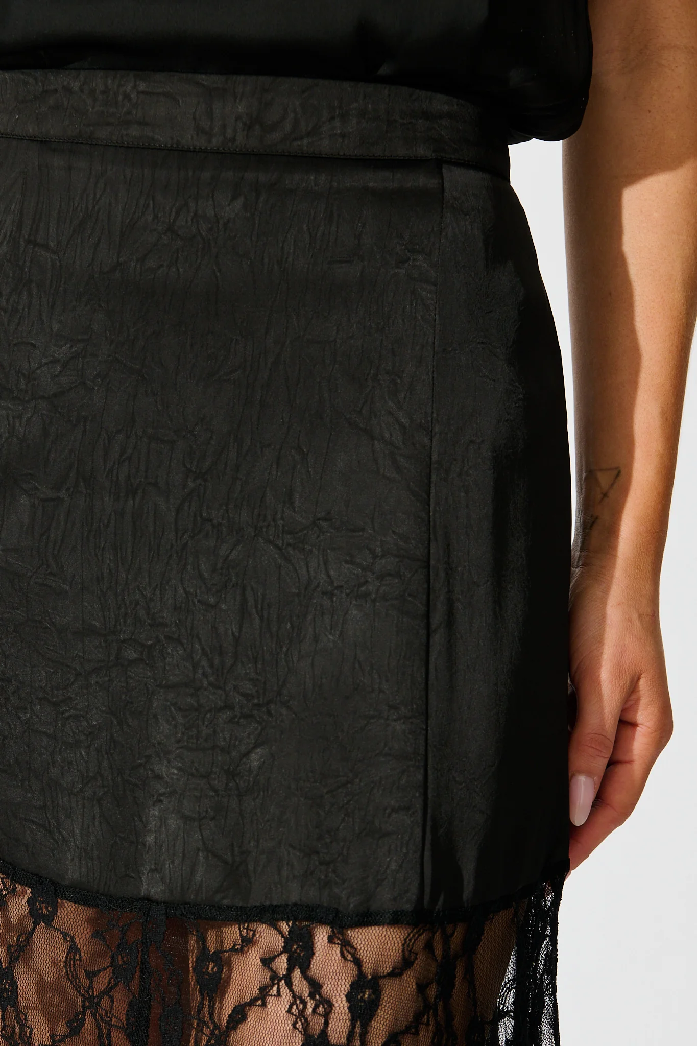 Twilight Grace Maxi Skirt in Black Satin - Image 5