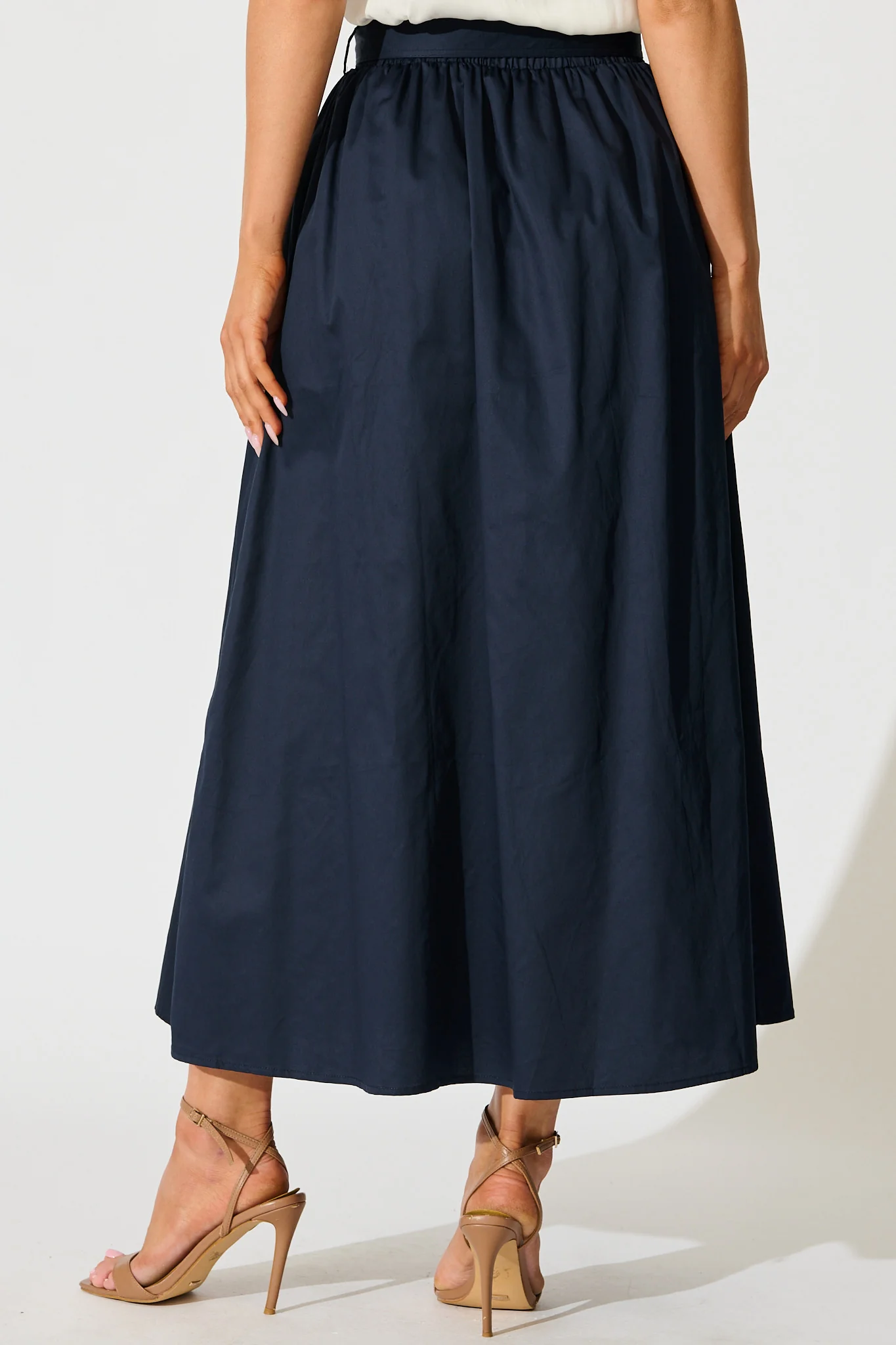 Tyra Maxi Skirt in Navy Cotton - Image 3