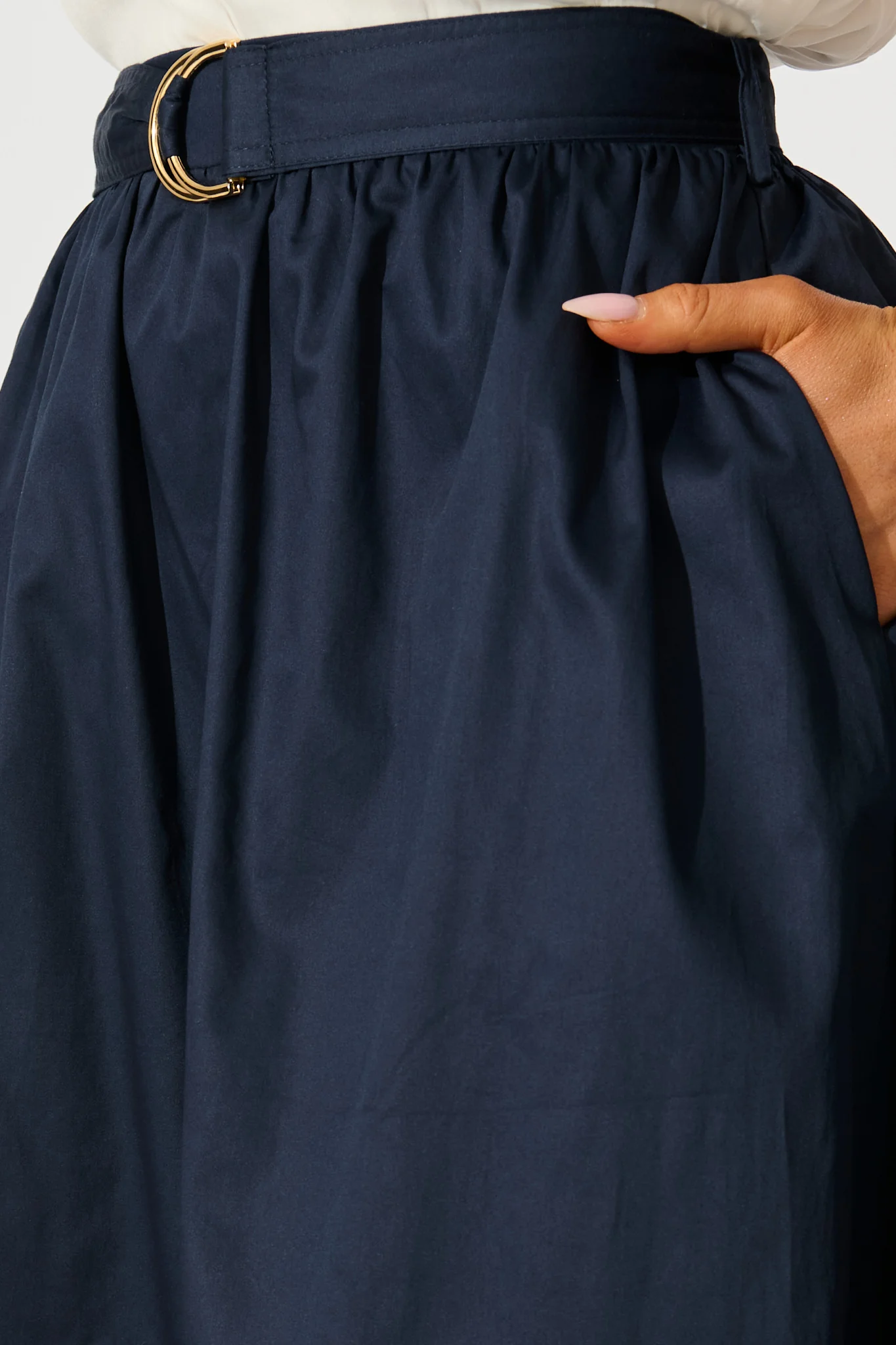 Tyra Maxi Skirt in Navy Cotton - Image 5
