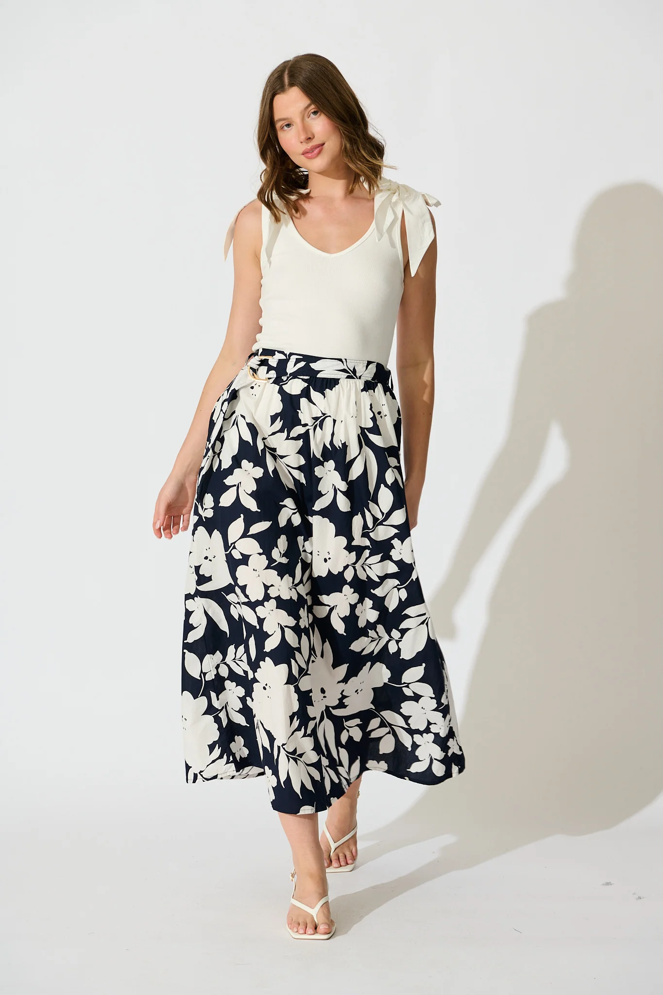 Tyra Maxi Skirt in Navy Floral Cotton Poplin - Image 4