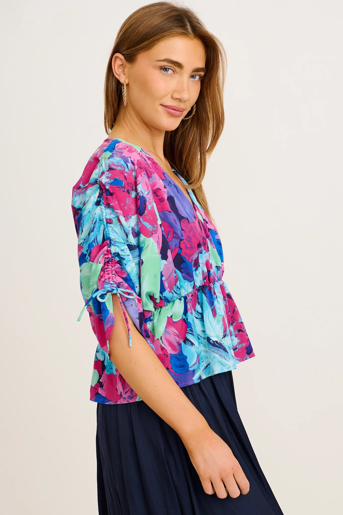 Ultimate Style Top in Multi Watercolour Satin - Image 2