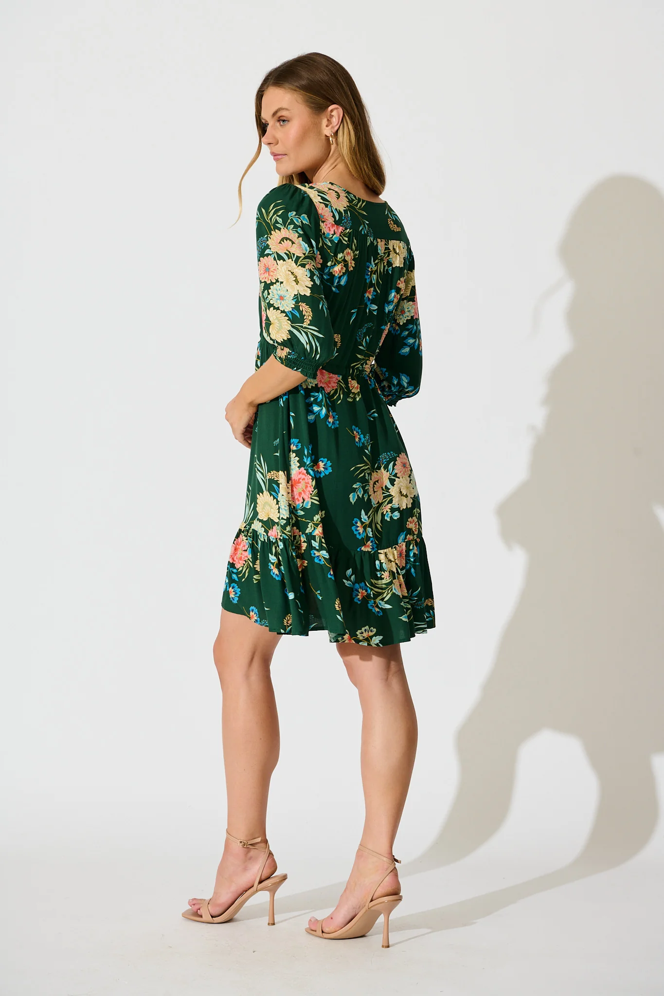 Undine Dress in Emerald with Multi Floral - Image 4