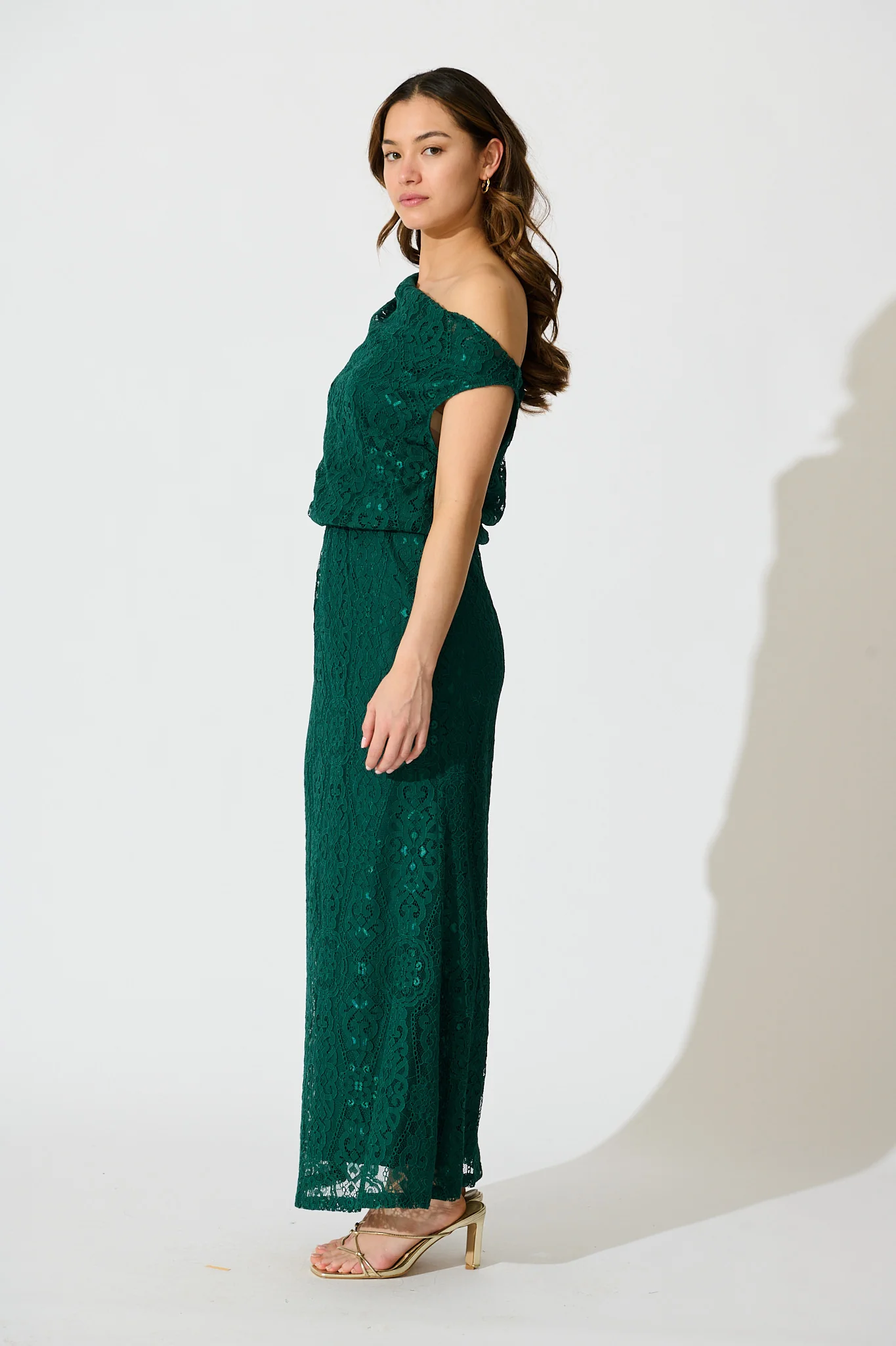 Valencia Lace Midi Dress in Emerald - Image 3