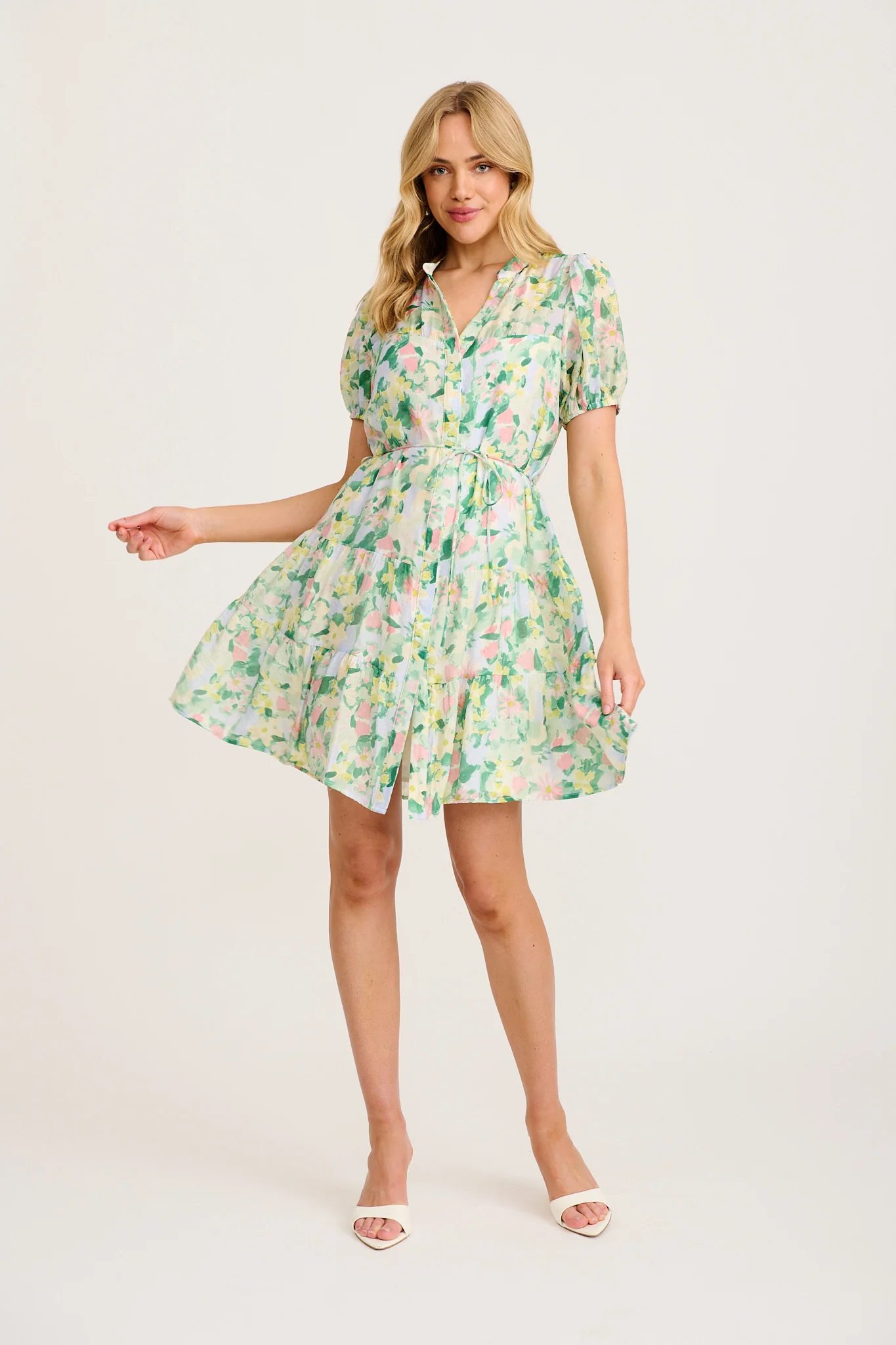 Valley Dress in Green Multi Print