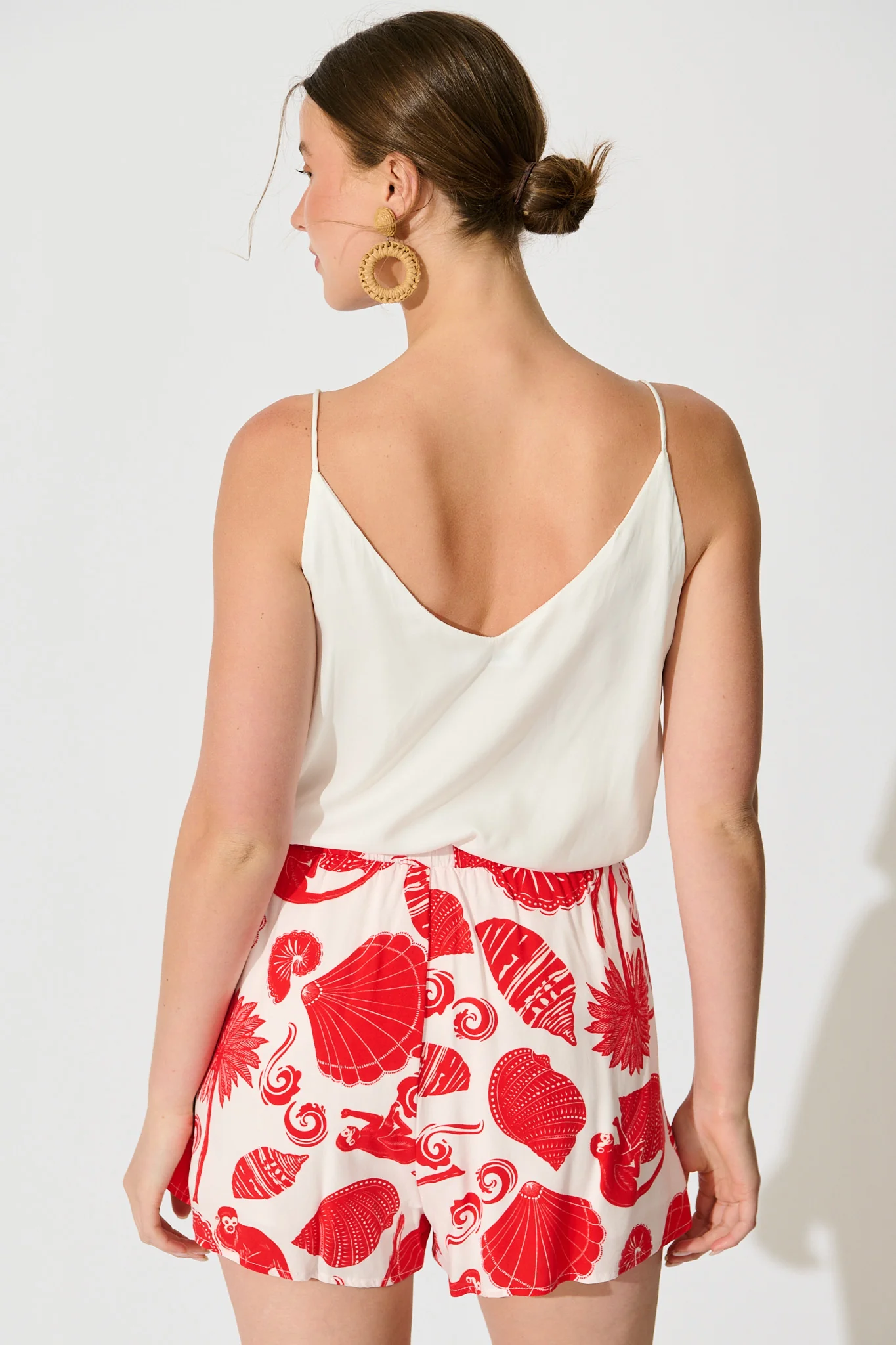 Vayda Short in Off White with Red Shell Print - Image 3