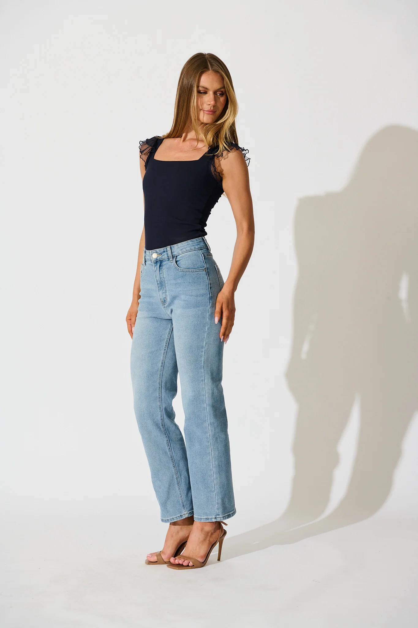 Veil Of Dots Top in Navy Jersey - Image 5