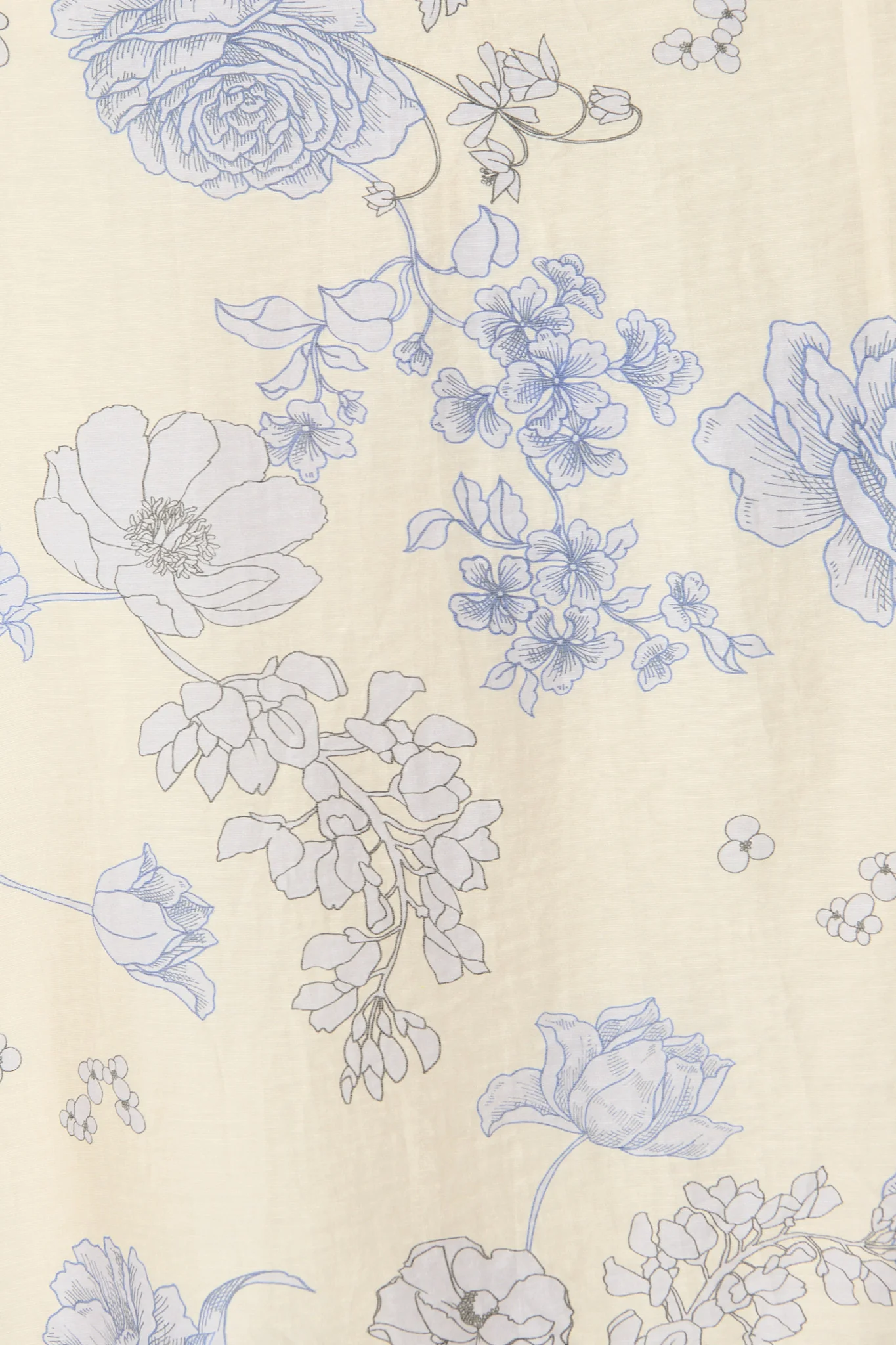 Velaris Midi Dress in Cream with Blue Floral - Image 6