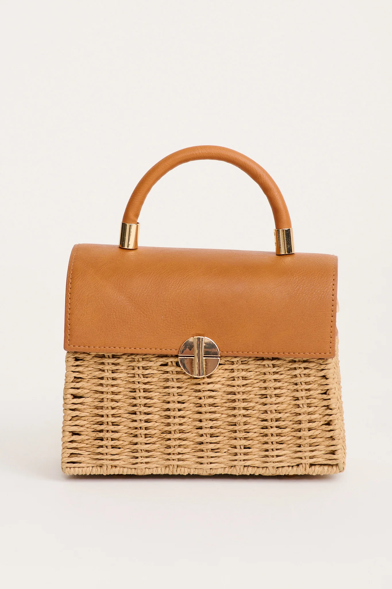 Venezia Handheld Crossbody Bag in Natural with Tan Contrast