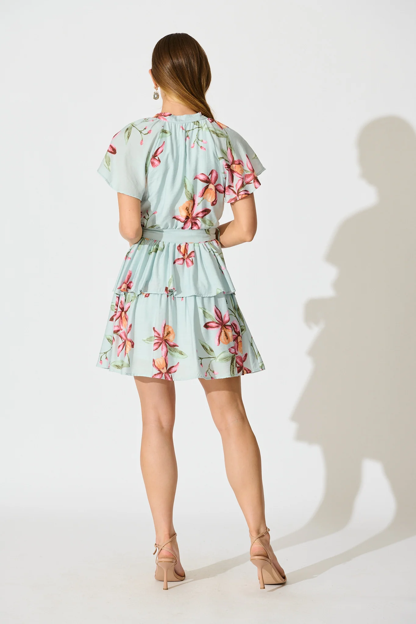 Vietta Dress in Light Blue with Blush Floral - Image 4