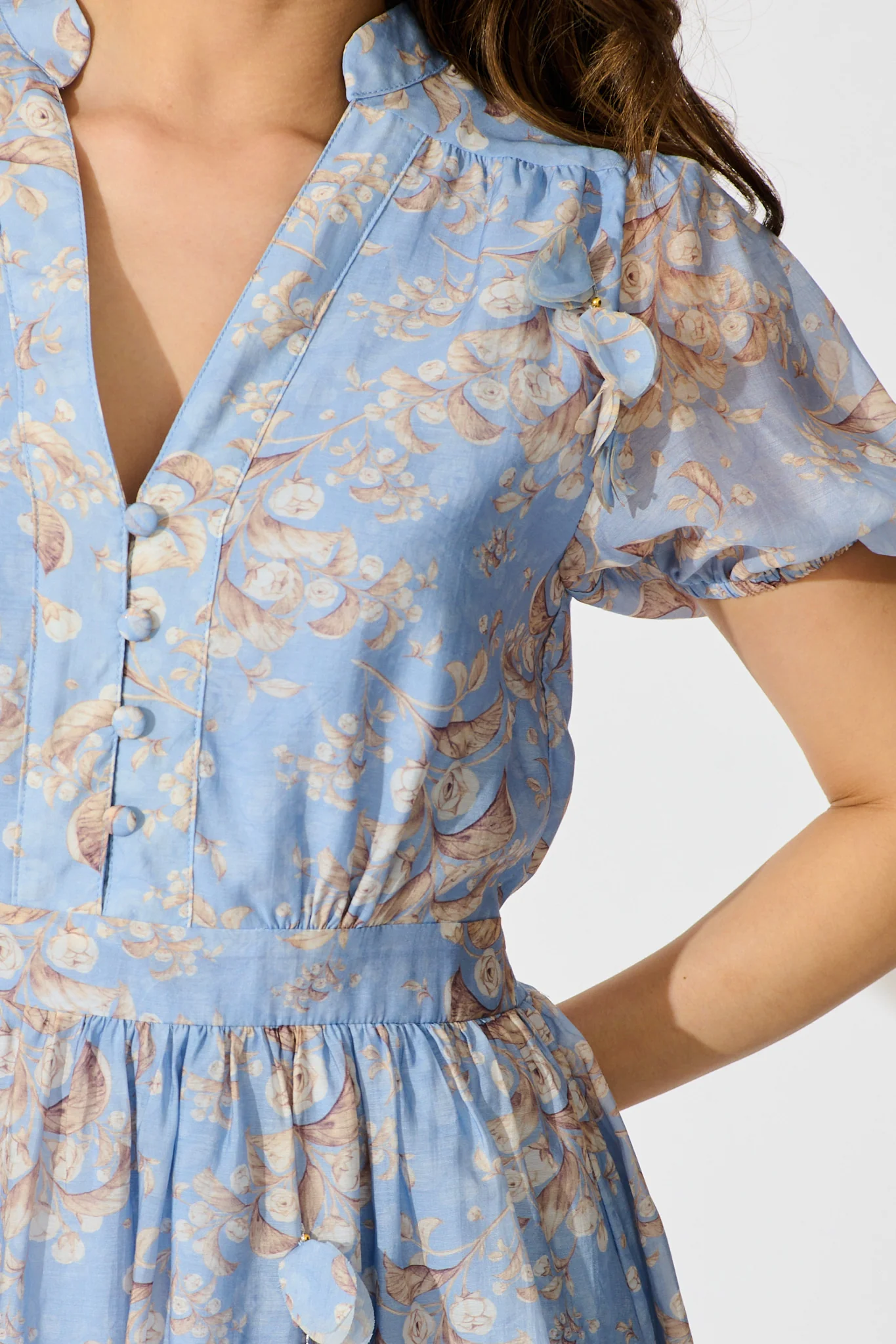 Vintage Bloom Dress in Blue Floral - Image 7