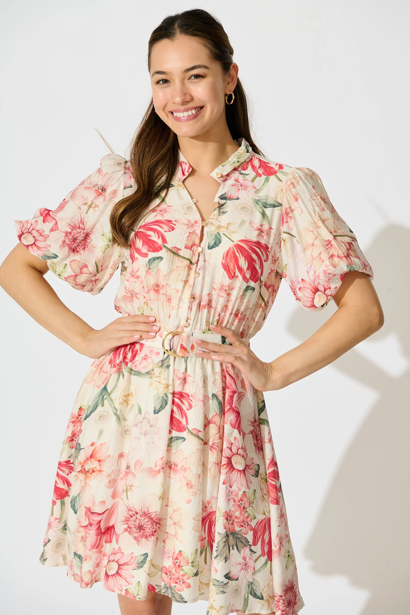 Vintage Blossom Dress in Cream with Multi Floral - Image 2