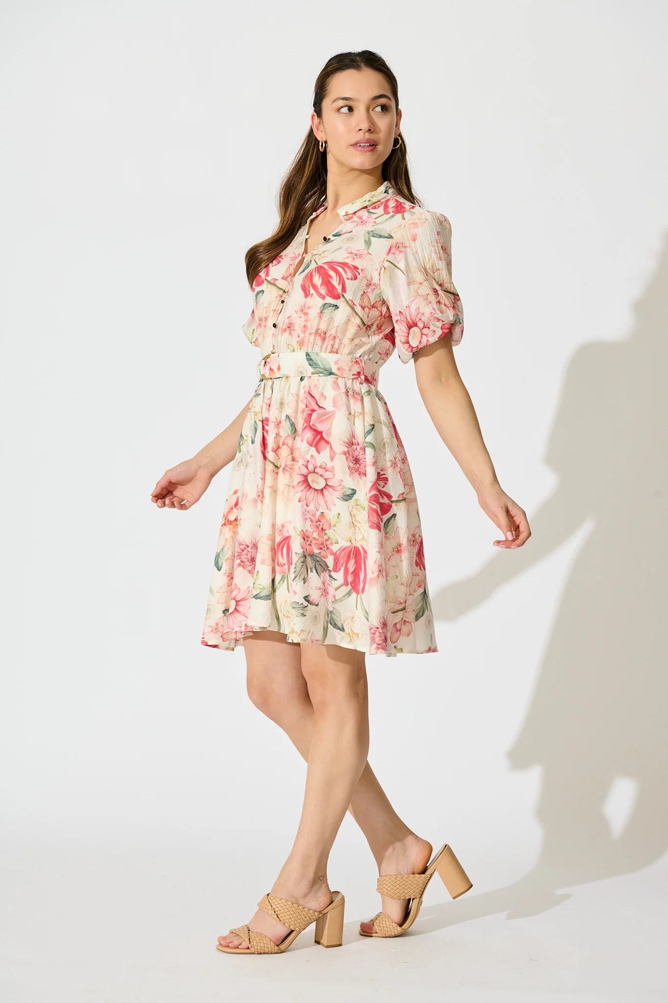 Vintage Blossom Dress in Cream with Multi Floral - Image 3
