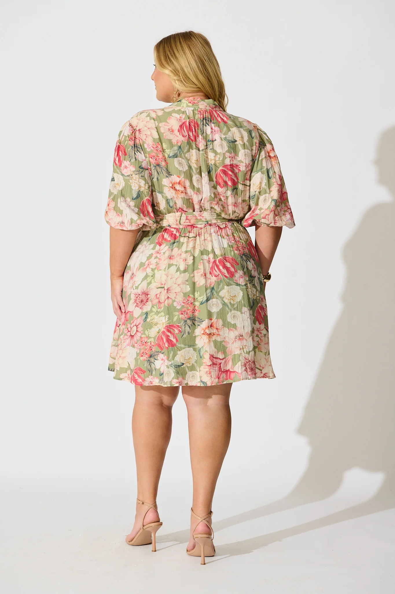 Vintage Blossom Dress in Sage with Blush Floral - Image 8