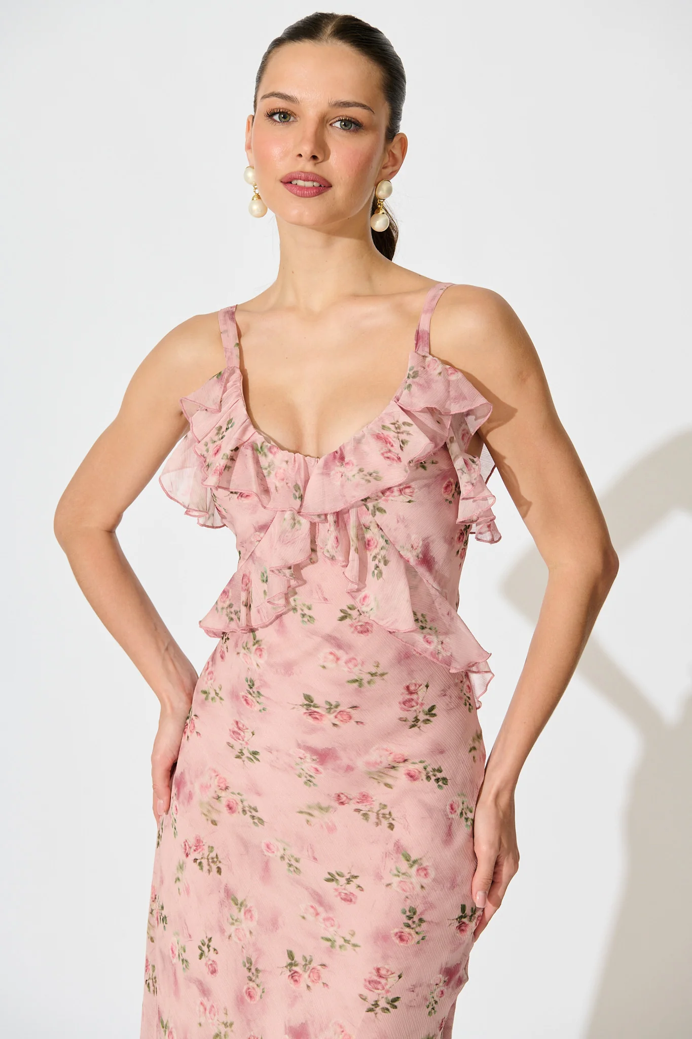Vintage Florals Maxi Dress in Pink Floral - Image 5